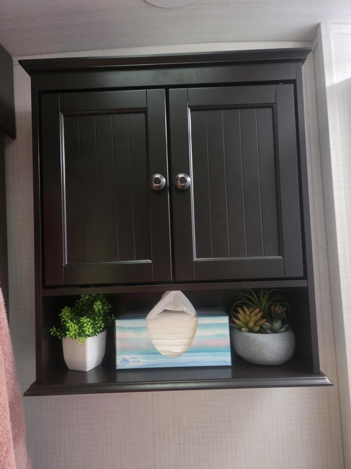 Spirich Bathroom Wall Cabinet with Beadboard Doors, White Medicine Cabinet | Adjustable Shelf, Open & Concealed Storage, Space-Saving Over-Toilet Design for Toiletries, Towels, Medicines & Decor customer photo 2