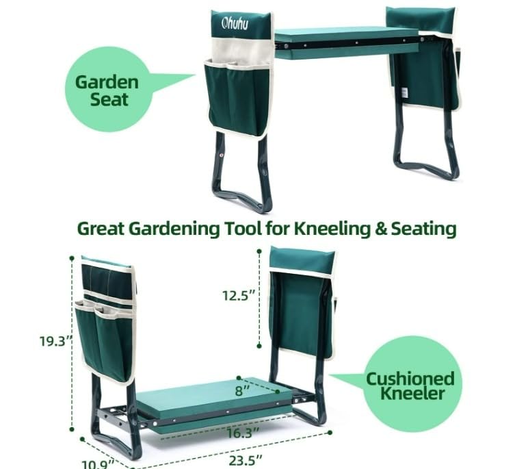 Ohuhu Garden Kneeler and Seat Heavy Duty, Upgraded Gardening Stool with Thicker Wider EVA Foam Kneeling Pad Foldable Garden Bench with 2 Large Tools Pouches, Gardening Gifts for Women Mom Men Seniors customer photo 2