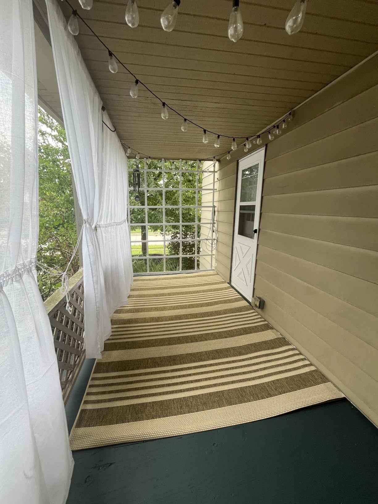 SAFAVIEH Courtyard Collection 8' x 10' Navy/Beige CY6062 Stripe Indoor/ Outside Waterproof Easy cleansingPatio Backyard Mudroom Area Mat customer photo 2