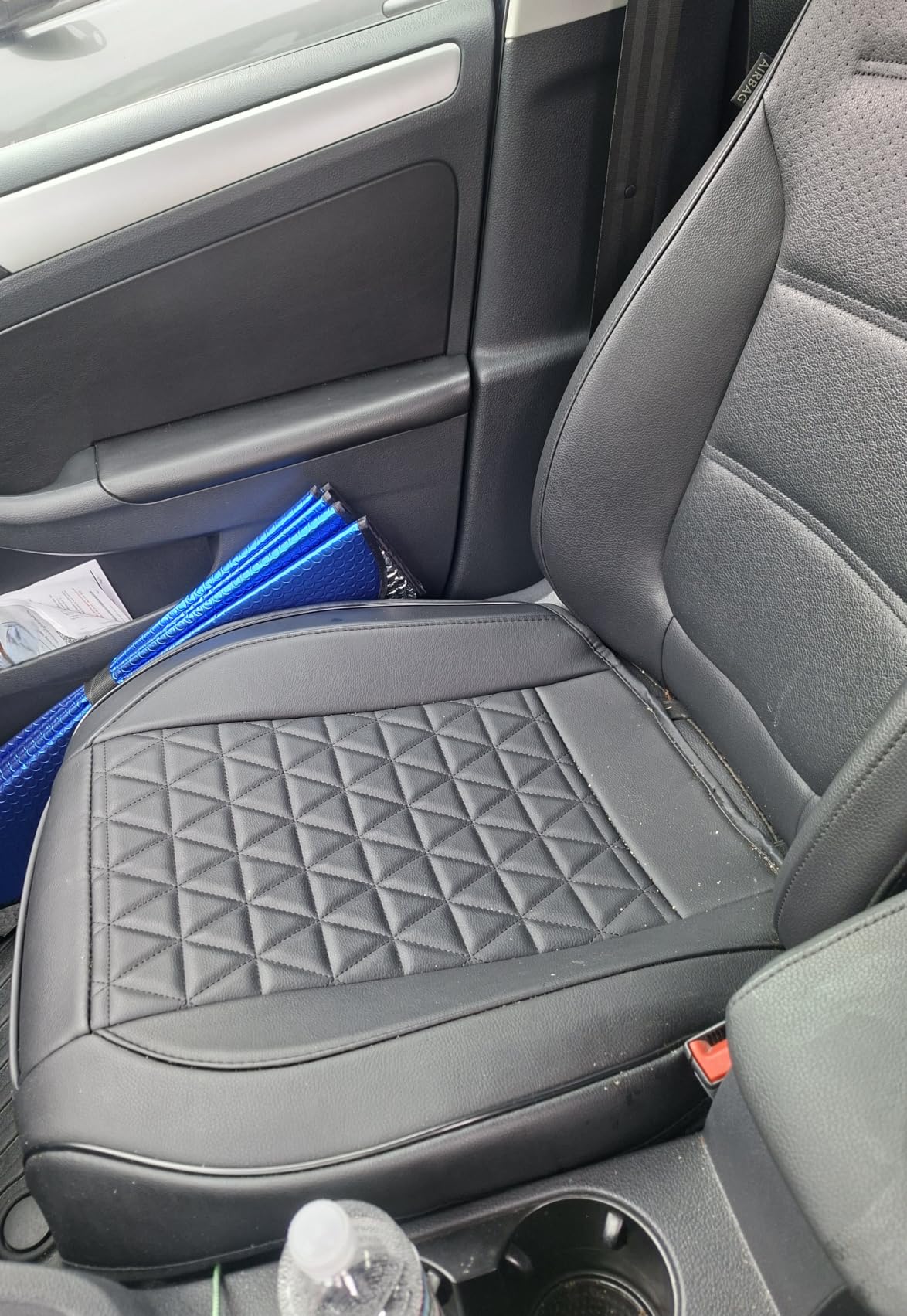 Black Panther Luxury Faux Leather Car Seat Cover Front Bottom Seat Cushion Cover, Anti-Slip and Wrap Around The Bottom, Fits 95% of Vehicles - 1 Piece, Black customer photo 1