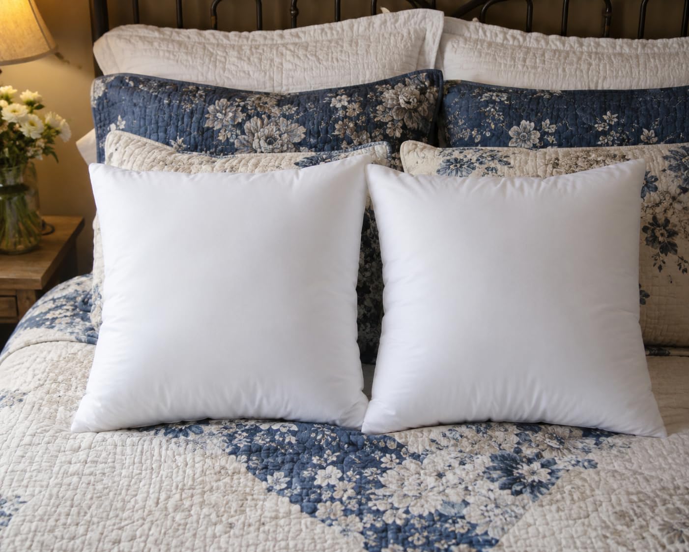 EDOW Throw Pillow Inserts, Set of 2 Lightweight Down Alternative Polyester Pillow, Couch Cushion, Sham Stuffer, Machine Washable (White, 18x18) customer photo 1