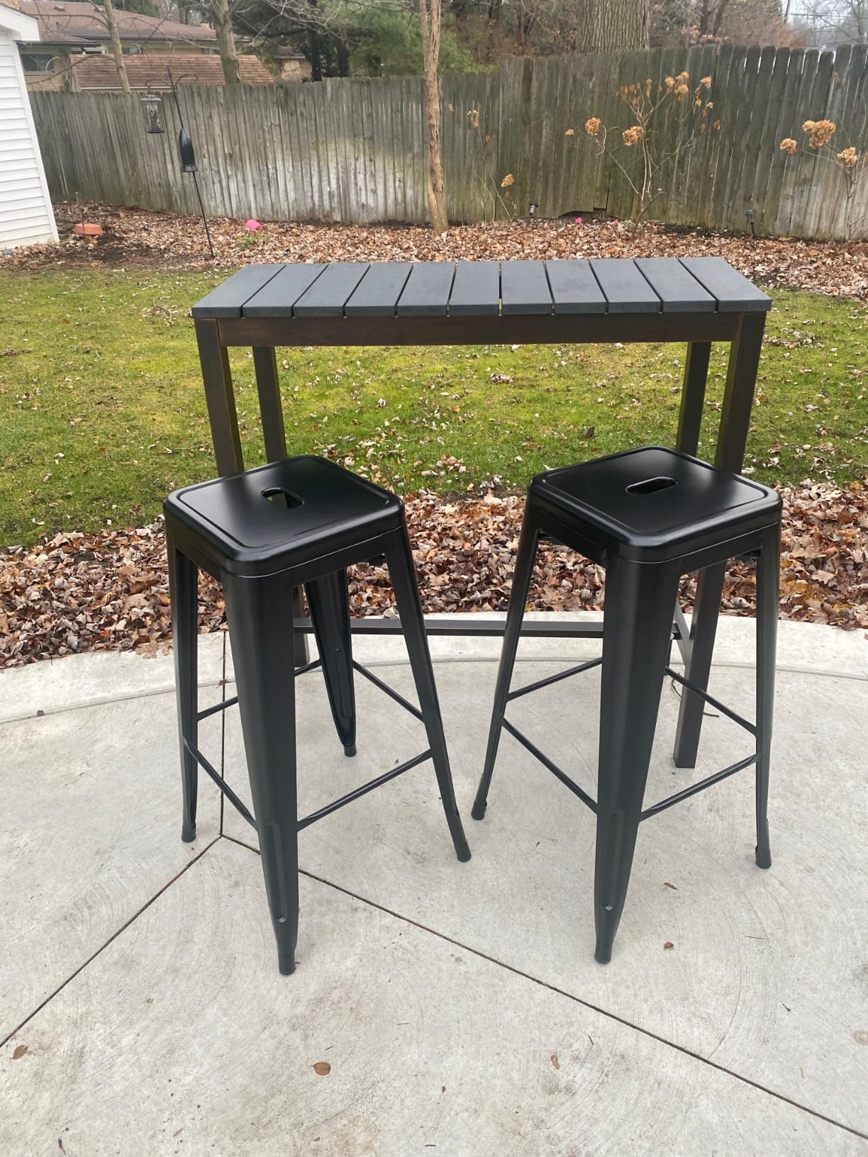 Yaheetech 30 Inch Metal Bar Stools Set of 4, Stackable Barstools, Black, Bar Height Stools with Footrests & Non-Slip Footpads, 331 lb Capacity for Kitchen/Dining Room/Bar/Patio, Indoor & Outdoor customer photo 2