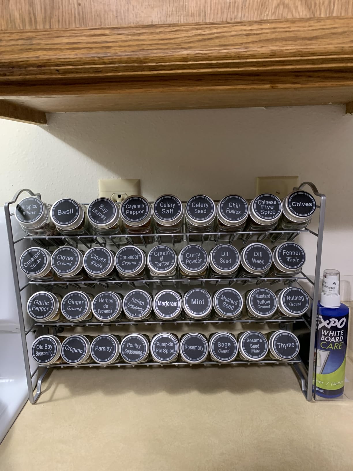 SWOMMOLY Spice Rack Organizer with 36 Empty Square Spice Jars, 396 Spice Labels with Chalk Marker and Funnel Complete Set, for Countertop, Cabinet or Wall Mount, Black customer photo 1