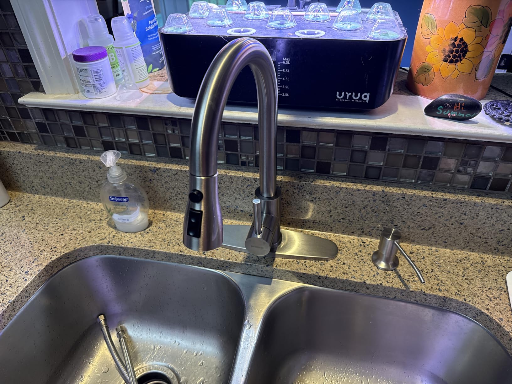 WEWE Vintage Kitchen Faucet with Pull Down Sprayer, Stainless Steel 1 or 3 Hole High Arc Single Handle Antique Sink Faucet for Classic Modern Ktichen, Brushed Nickel Bar & Prep Sinks customer photo 1