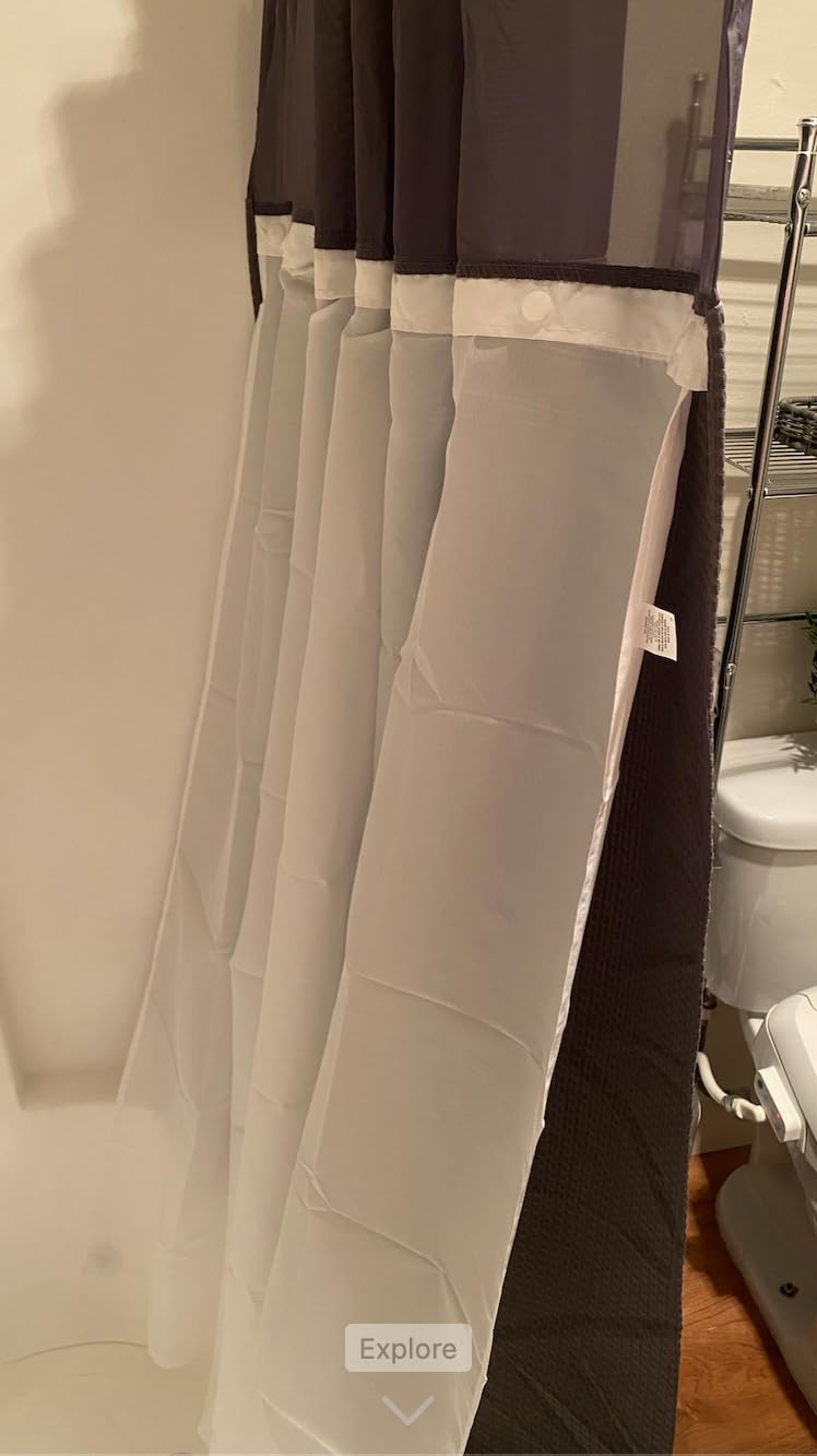 Barossa Design 70x54 Snap-in Shower Curtain Replacement Liner White | 2 Bottom Magnets, Fabric, Removable, Water Repellent, Machine Washable, Hotel Style, 70