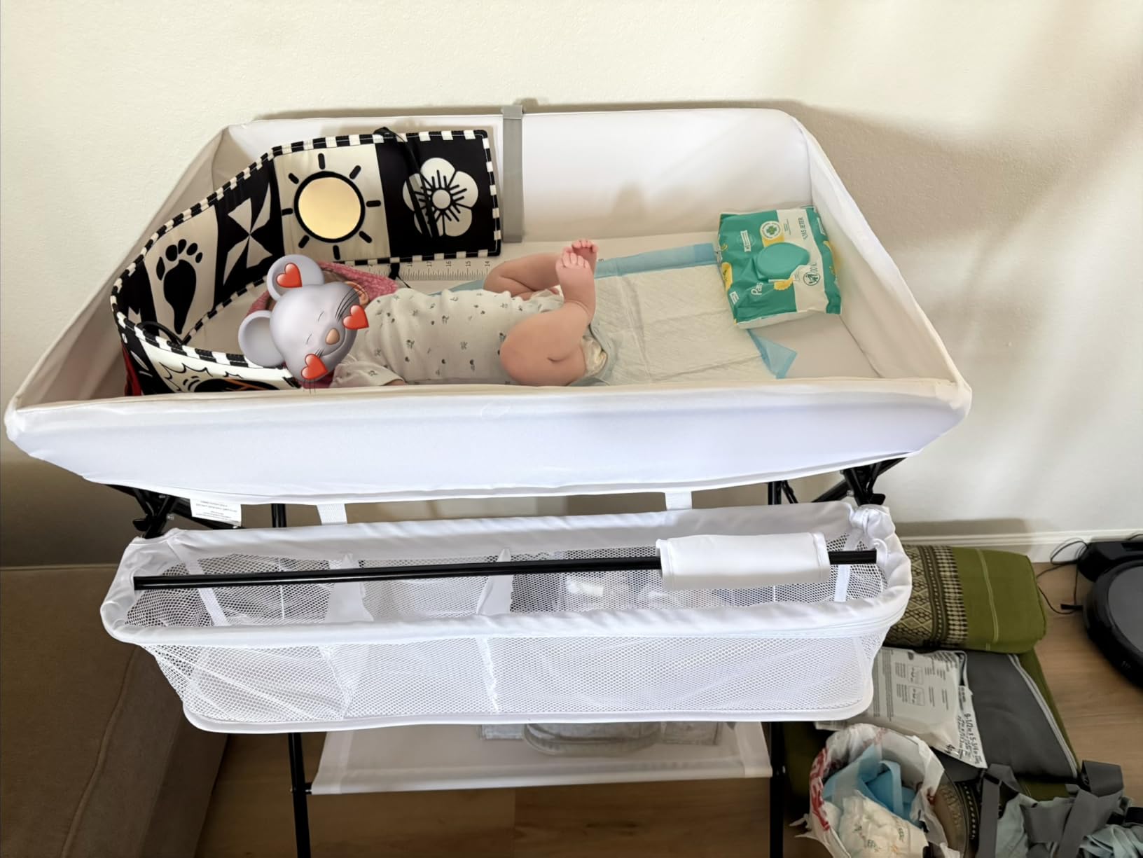 INFANS Baby Changing Table, Folding Diaper Station Portable Nursery Organizer with Safety Belt customer photo 1