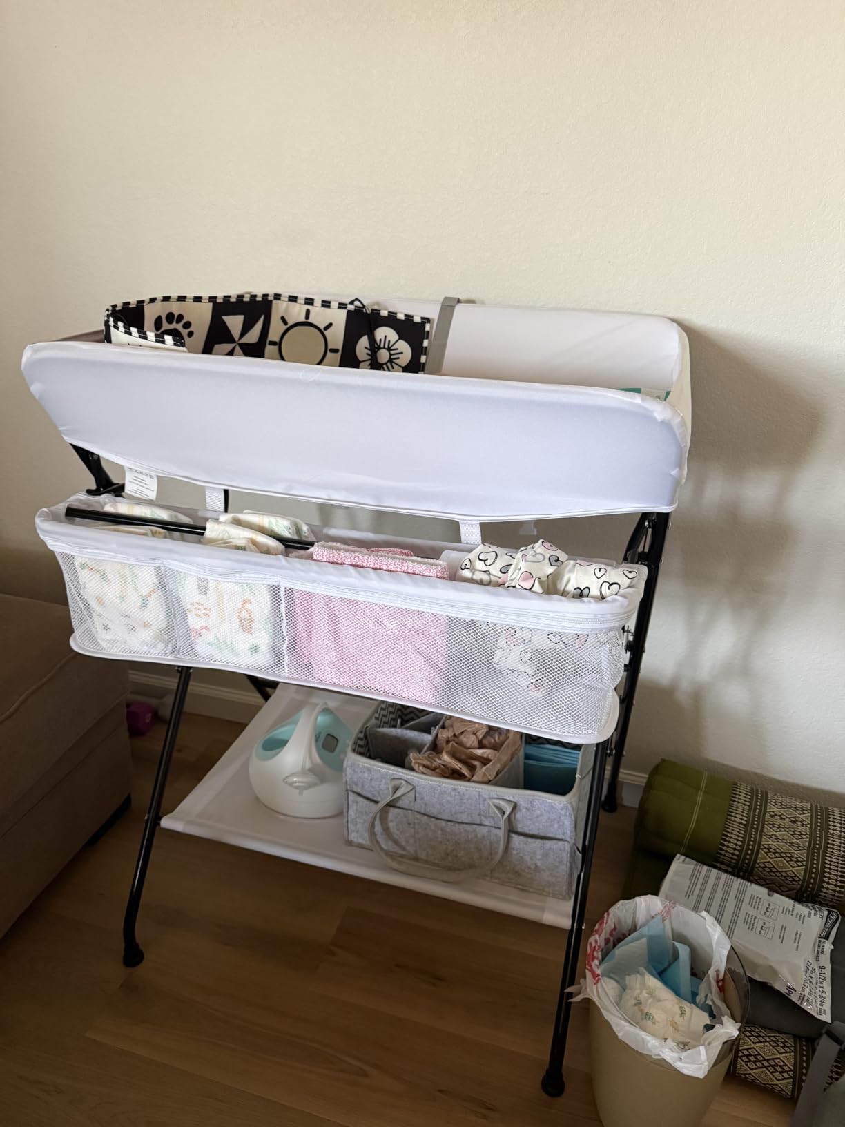 INFANS Baby Changing Table, Folding Diaper Station Portable Nursery Organizer with Safety Belt customer photo 2