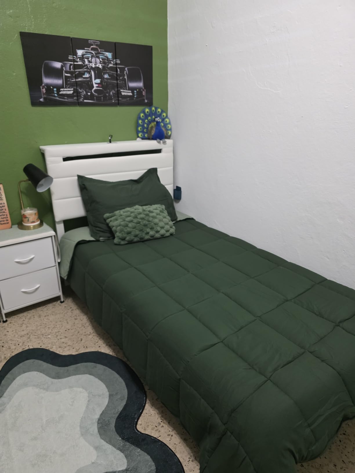 3pc Green Queen Size Bedding Comforter Set Duvet Insert Blanket | All Season Use, Reversible, Lightweight, Box Stitched, 4 Corner Tabs, Breathable, Soft, Machine Washable customer photo 1