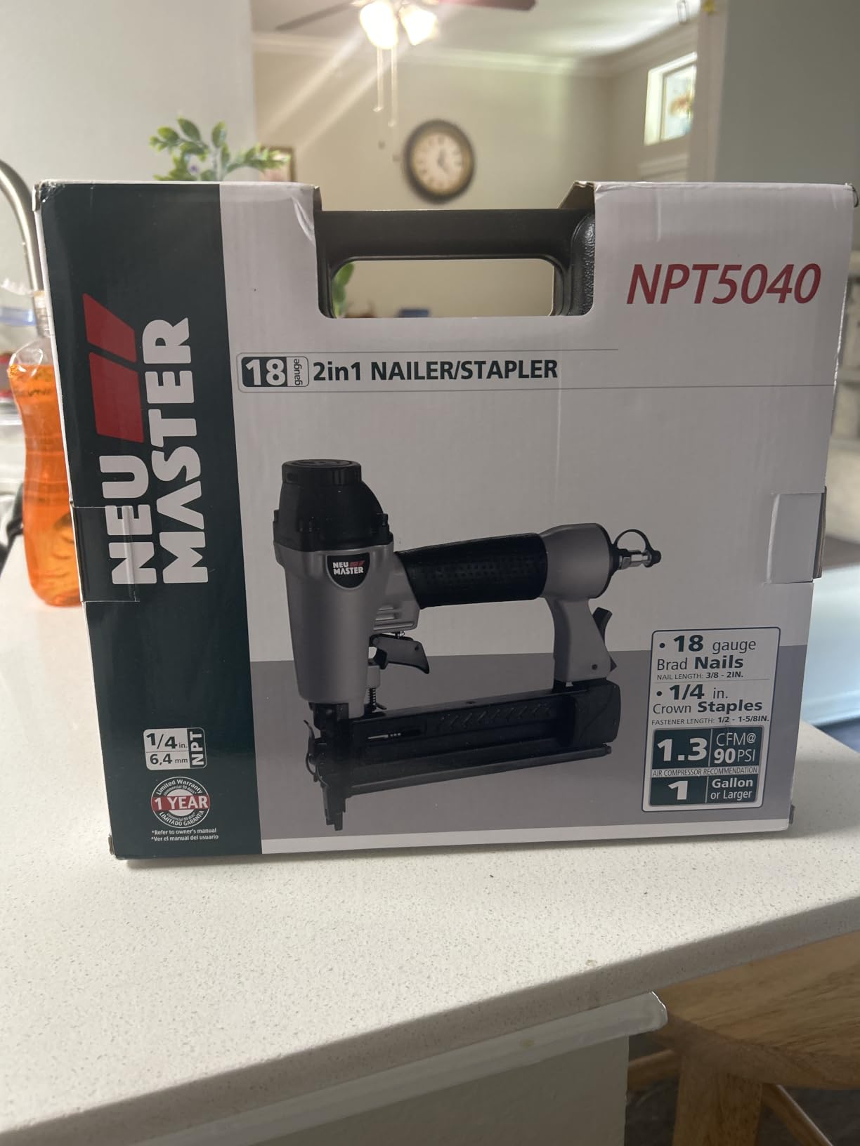NEU Master Pneumatic Brad Nailer, 2 in 1 Nail Gun/Staple Gun Works with Air Compressor(Not Included), 18 Gauge 2 Inch Brad Nails and Crown 1-5/8 inch Staples with Carrying Case and Safety Glasses customer photo 1