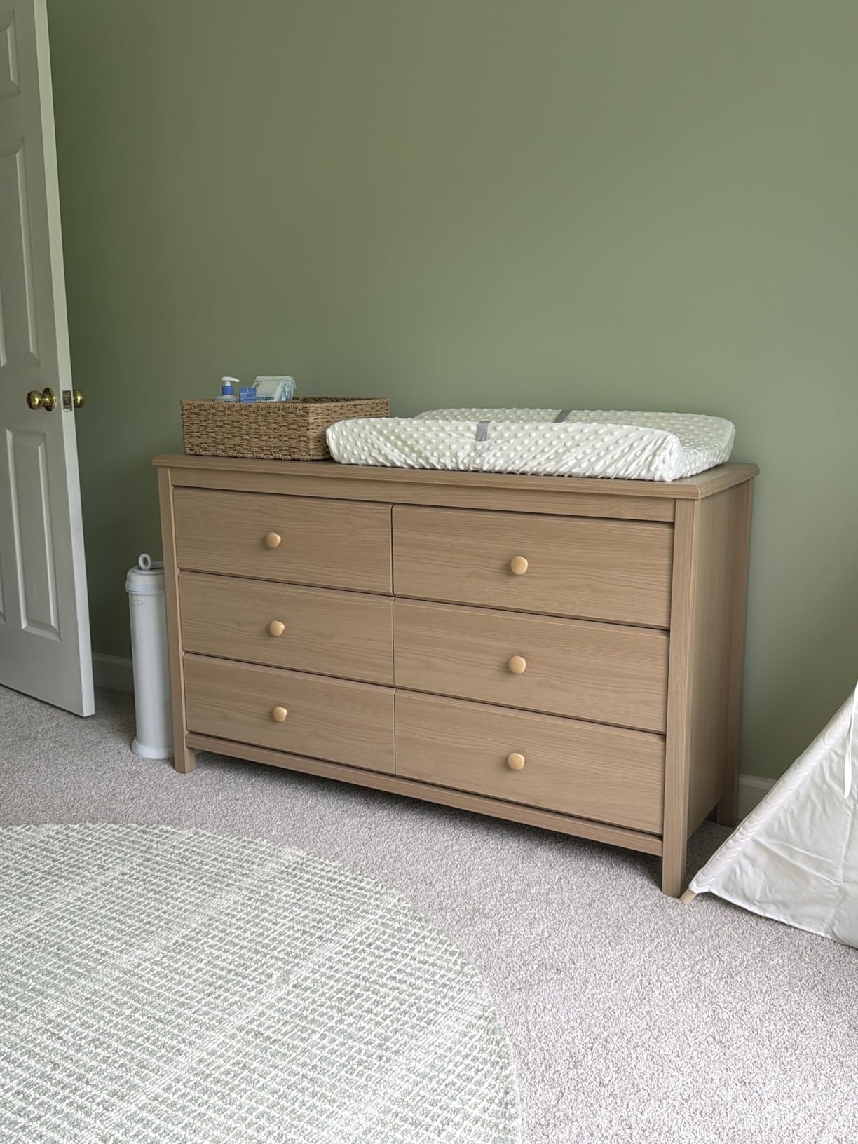 Storkcraft Alpine 2 Drawer Changing Table Chest (White) - Attached Changing Table Topper Fits Any Standard-Size Baby Changing Pad, 2 Drawers, 2 Shelves for Extra Nursery Storage, Easy to Assemble customer photo 2