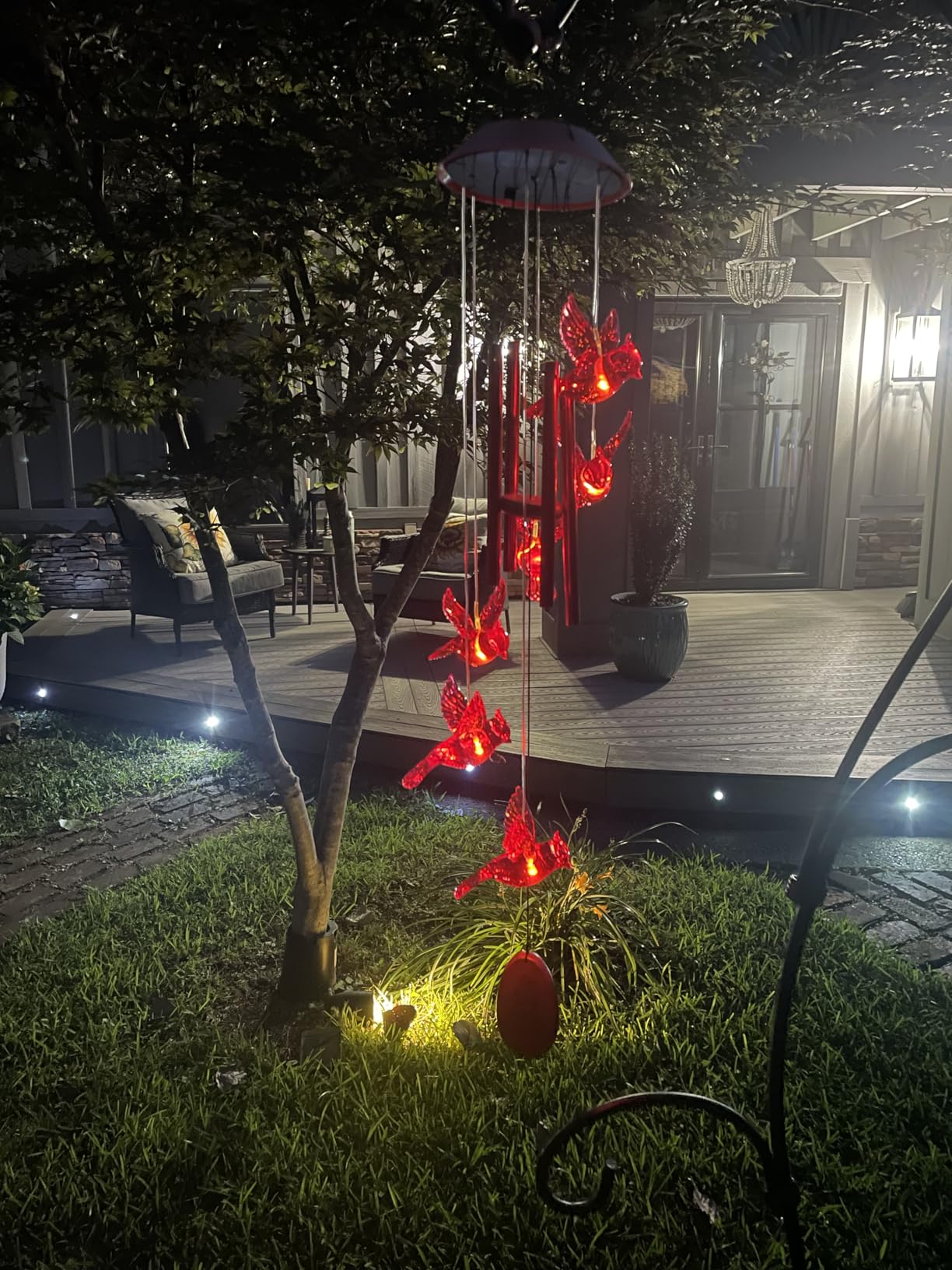Cardinal Solar Wind Chimes for Outside, Christmas Cardinal Gifts for Women | Red Bird Hanging Solar Lights Outdoor Wind Chime for Garden Patio Yard Decor, Unique Birthday Gifts for Mom Grandma Sister customer photo 1