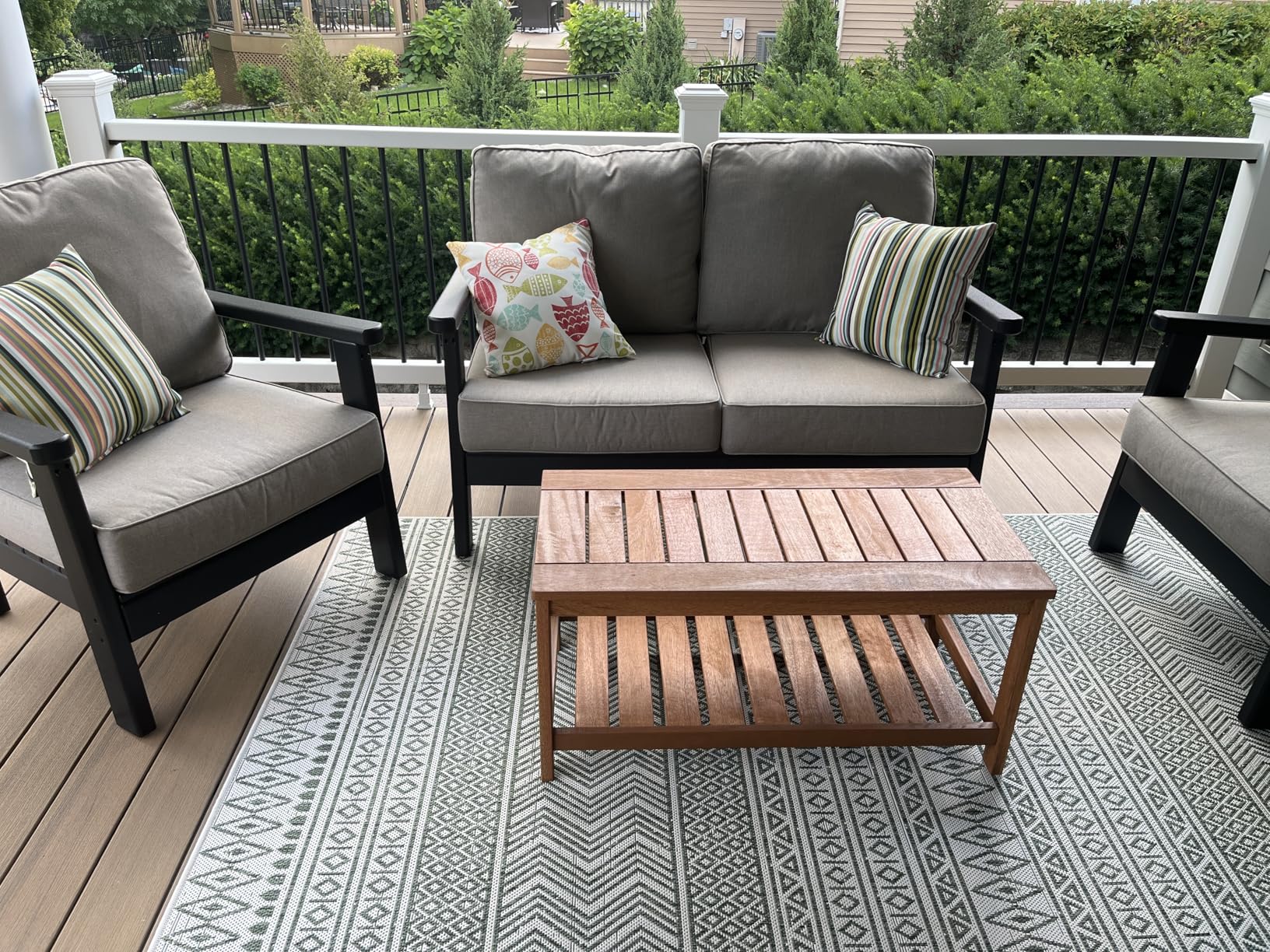 Sunnydaze Meranti Wood Patio Coffee Table with Storage, 35