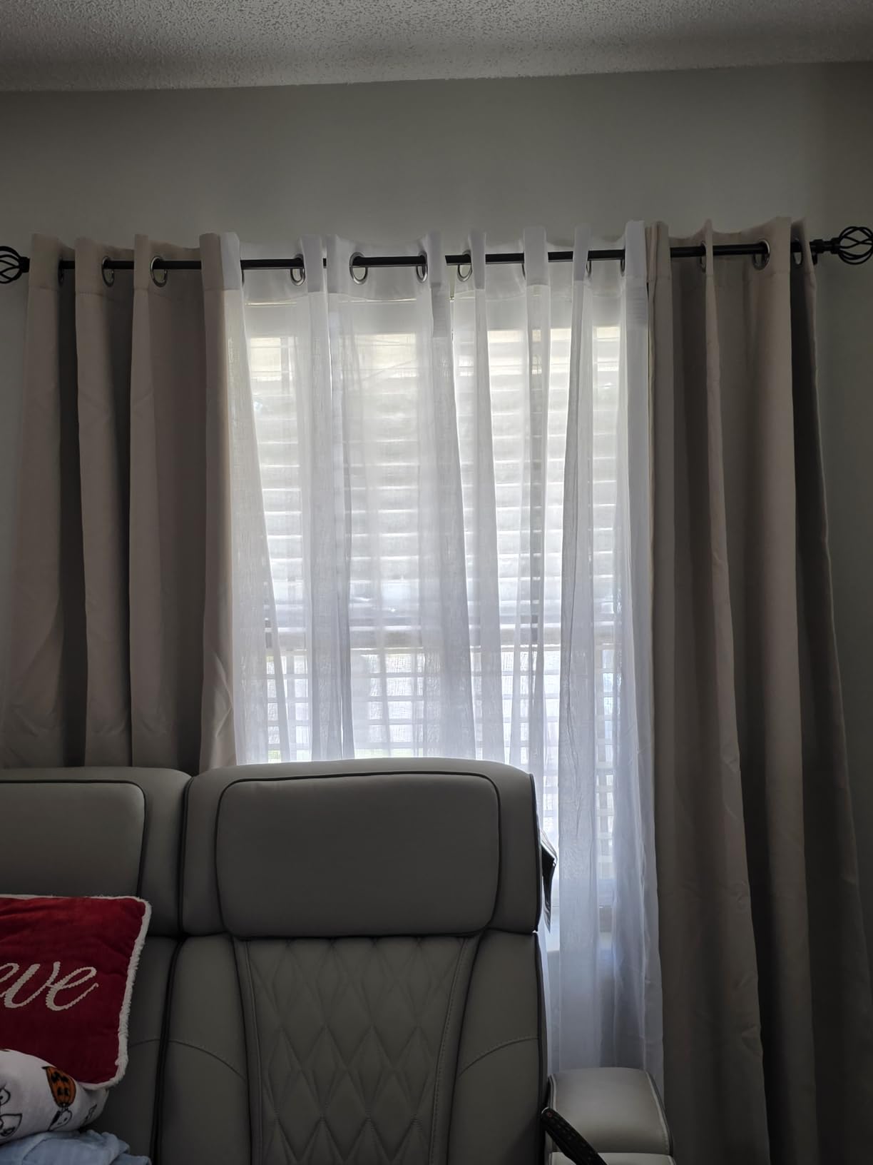 NICETOWN White Sheer Linen Curtains for Living Room 84 inch Length 2 Panels Set, Grommet Semi Sheer Privacy with Light Filtering Flax Window Treatments for Bedroom, W52 x L84 customer photo 2