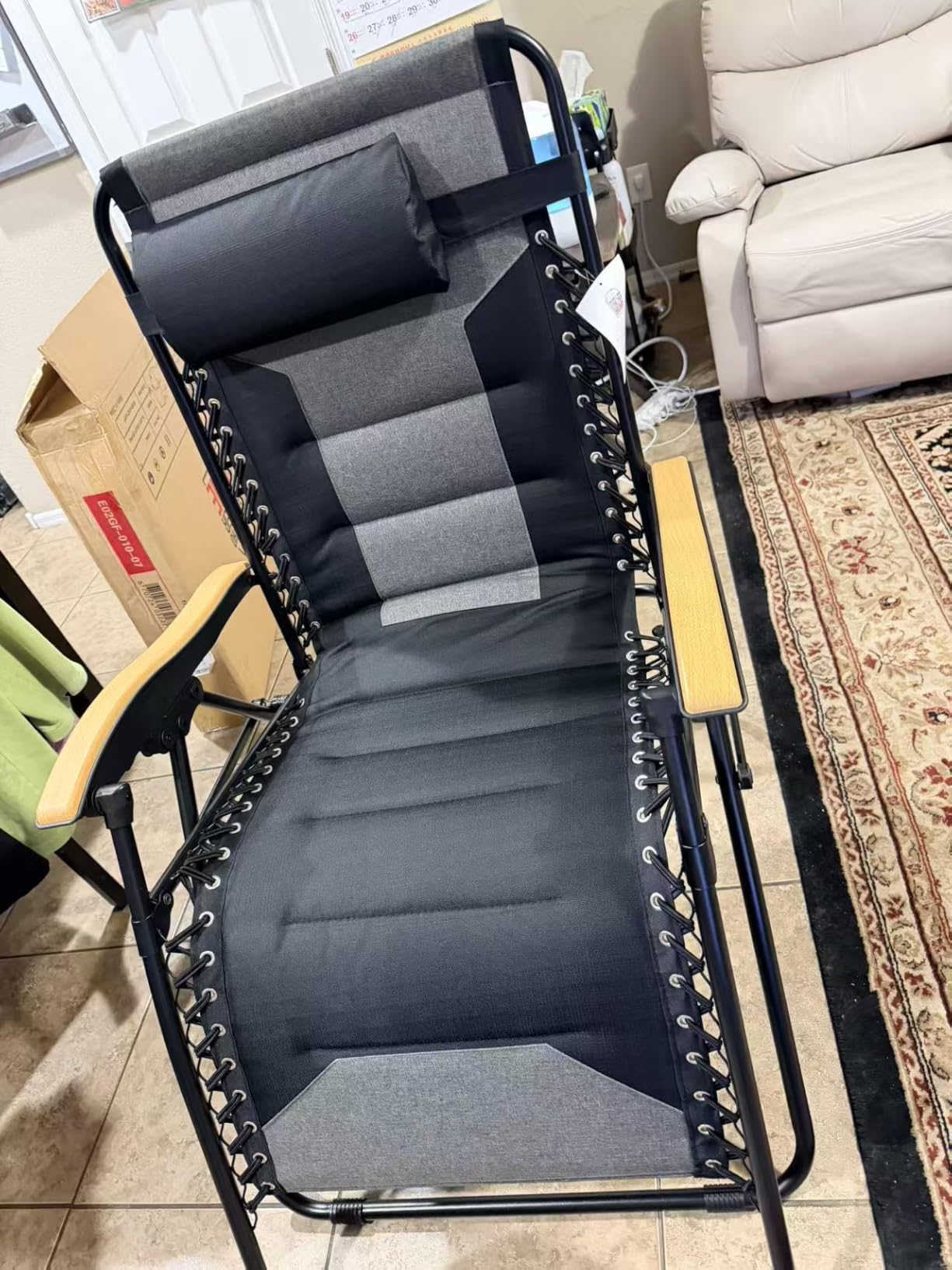 PHI VILLA XXL Oversized Padded Zero Gravity Chair, Foldable Patio Recliner, 30