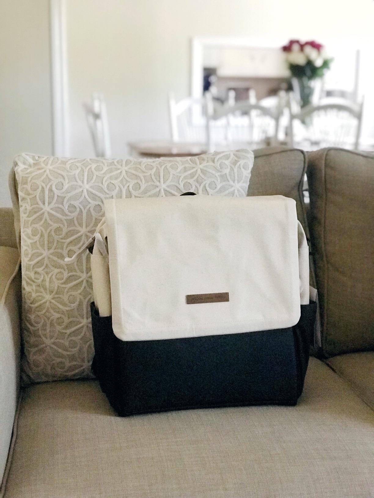 Petunia Pickle Bottom Boxy Backpack, Diaper Bag, Stylish Baby Bag, Spacious Backpack, On-The-Go Moms, Sand/Black customer photo 2