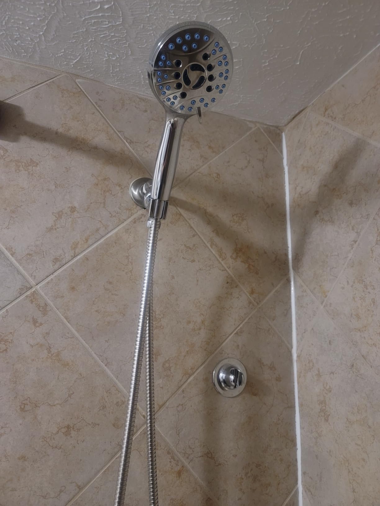 AquaCare 8-mode High Pressure Handheld Shower Head with 2-mode Power Wash | Stay Clean Nozzles, Dual Power Wash for Tub, Tile & Pets, Long 6 ft. Stainless Steel Hose, Wall & Overhead Brackets / Chrome customer photo 1