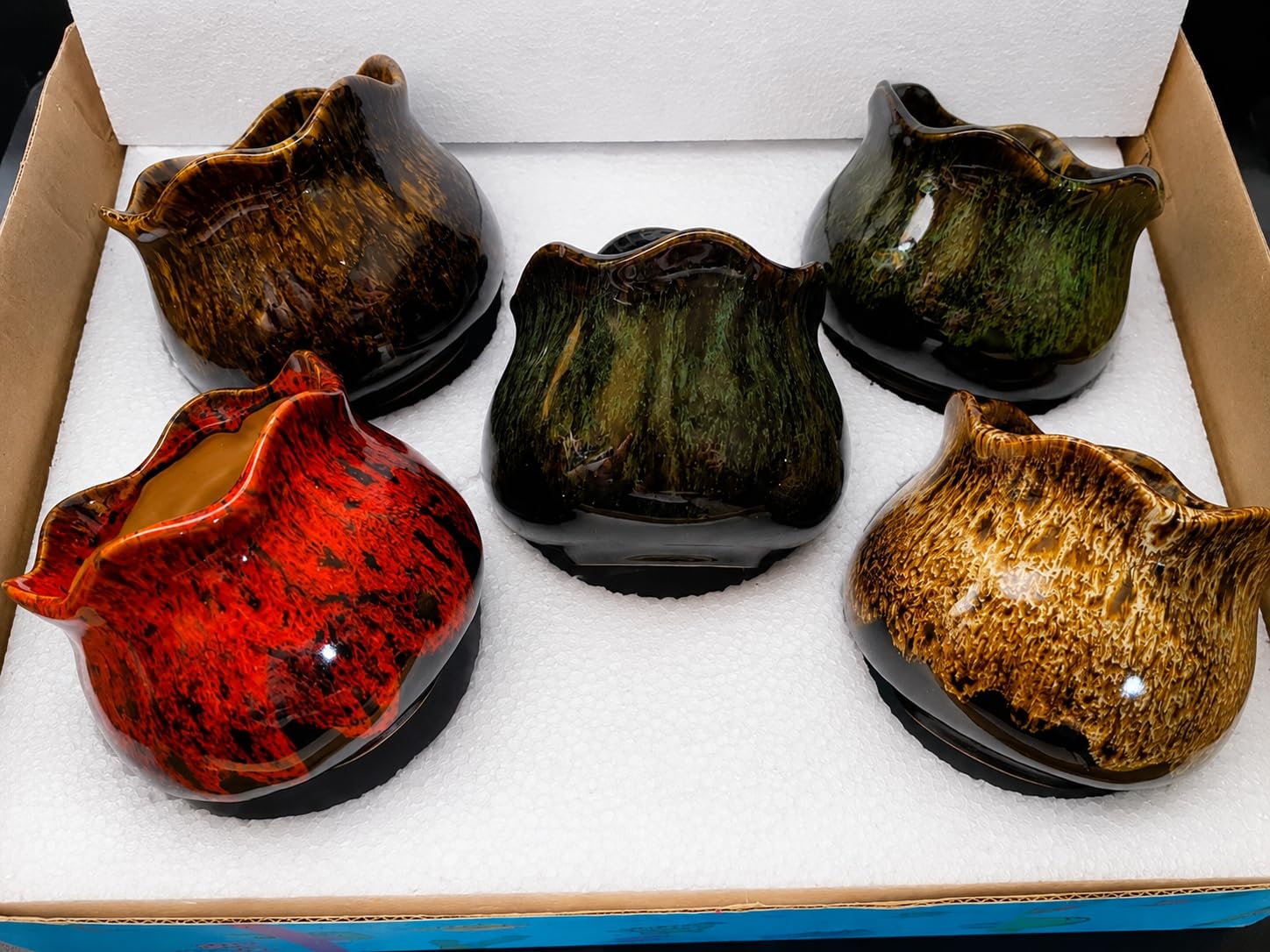 Cute Ceramic Succulent Garden Pots, Planter with Drainage and Attached Saucer, Set of 5 - Plants Not Included (Round) customer photo 2