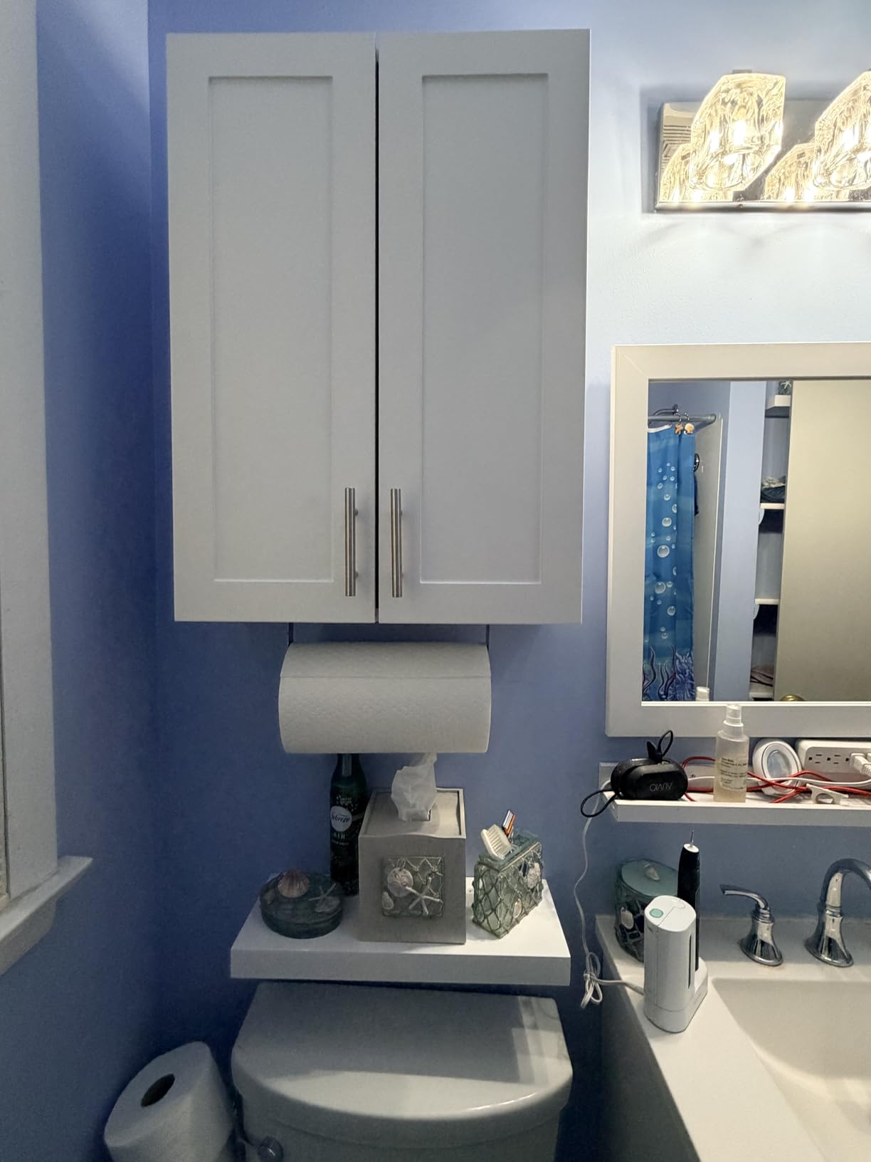 VANIRROR Bathroom Wall Cabinet Wooden Medicine Cabinet Buffering Hinge MDF Material Over Toilet Storage 23
