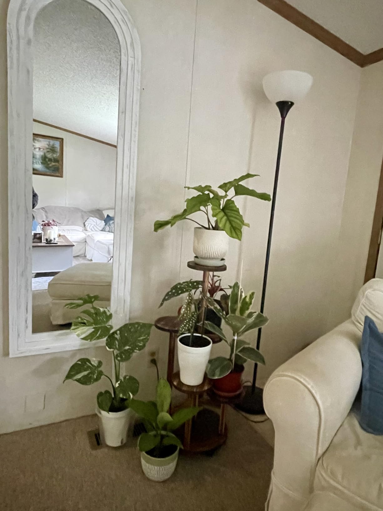 GEEBOBO 5 Tiered Tall Plant Stand for Indoor, Wood Plant Shelf Corner Display Rack, Multi-tier Planter Pot Holder Flower Stand for Living Room Balcony Garden Patio (Brown) customer photo 1