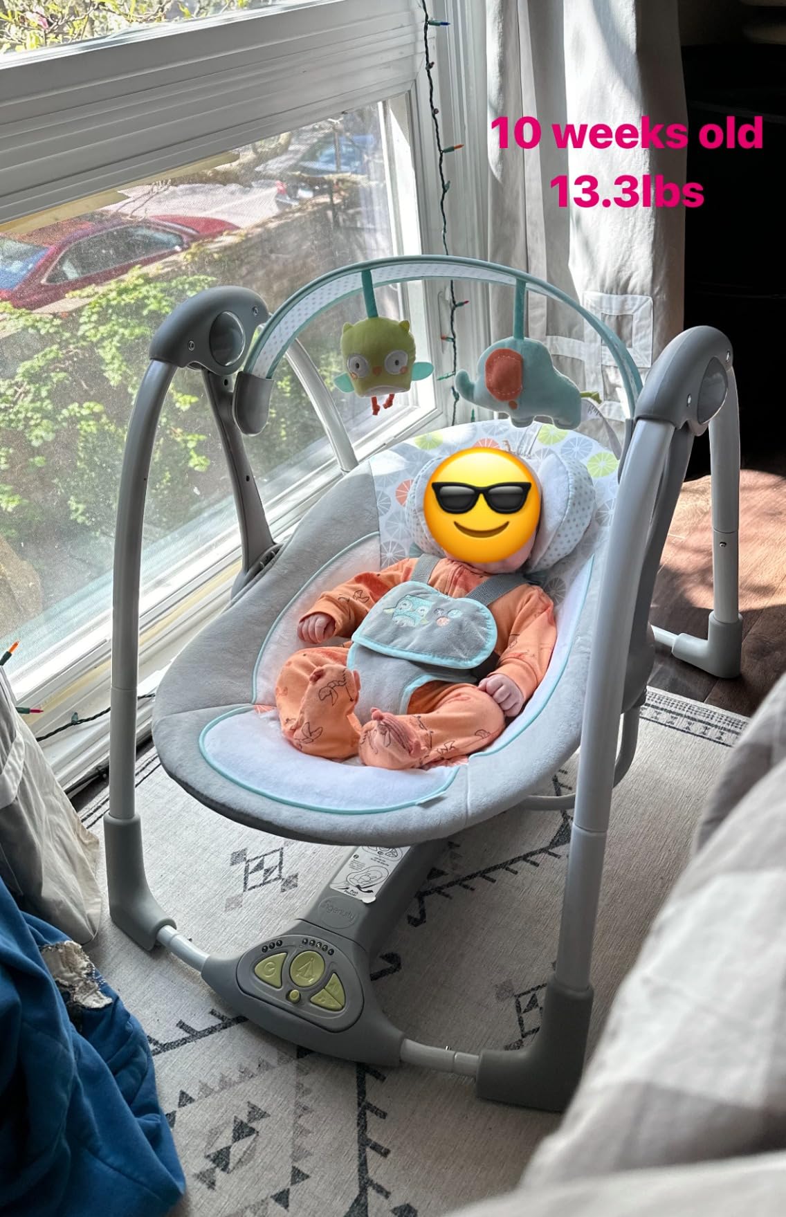 Ingenuity ConvertMe 2-in-1 Compact Portable Automatic Baby Swing & Infant Seat, Battery-Saving Vibrations, Nature Sounds, 0-9 Months 6-20 lbs, Swell customer photo 2
