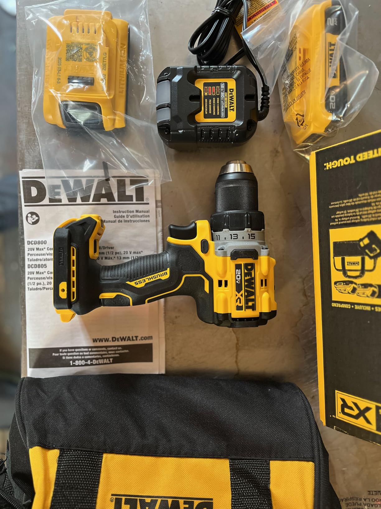 DEWALT 20V MAX XR Cordless Drill/Driver Kit, Brushless, Compact, with 2 Batteries and Charger (DCD800D2) customer photo 1