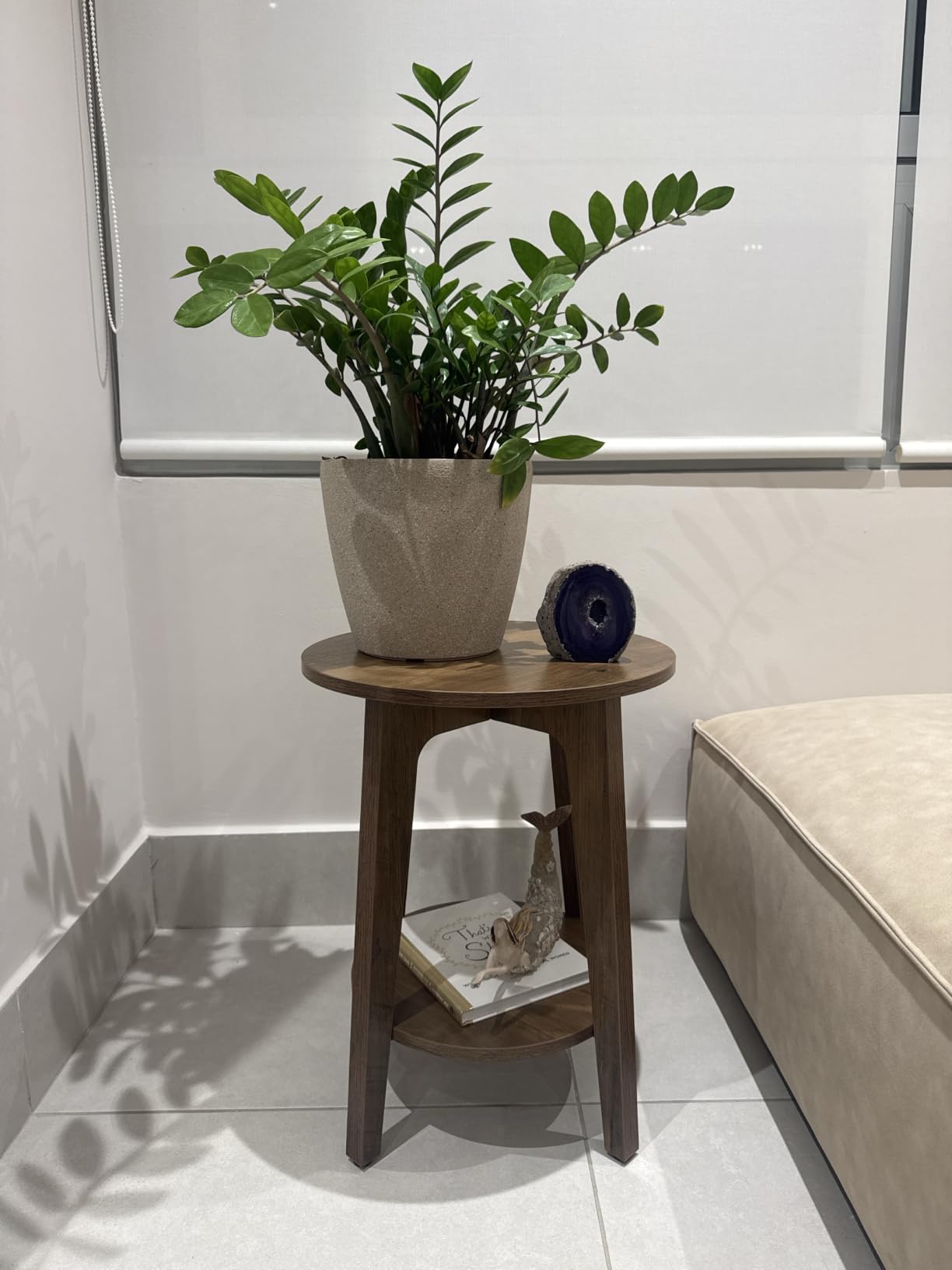 VASAGLE MAEZO Collection - Side Table, 2-Tier Small Round End Table, Nightstand with Tapered Legs, Curved Transitions, for Small Spaces, Living Room, Bedroom, Honey Brown ULET283T41 customer photo 1