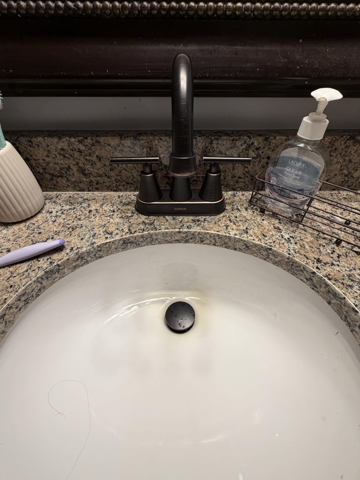 Bathroom Faucets for Sink 3 Hole, Hurran 4 inch Brushed Nickel Bathroom Sink Faucet with Pop-up Drain and Supply Lines, Stainless Steel Centerset Faucets for Sink Vanity RV customer photo 1