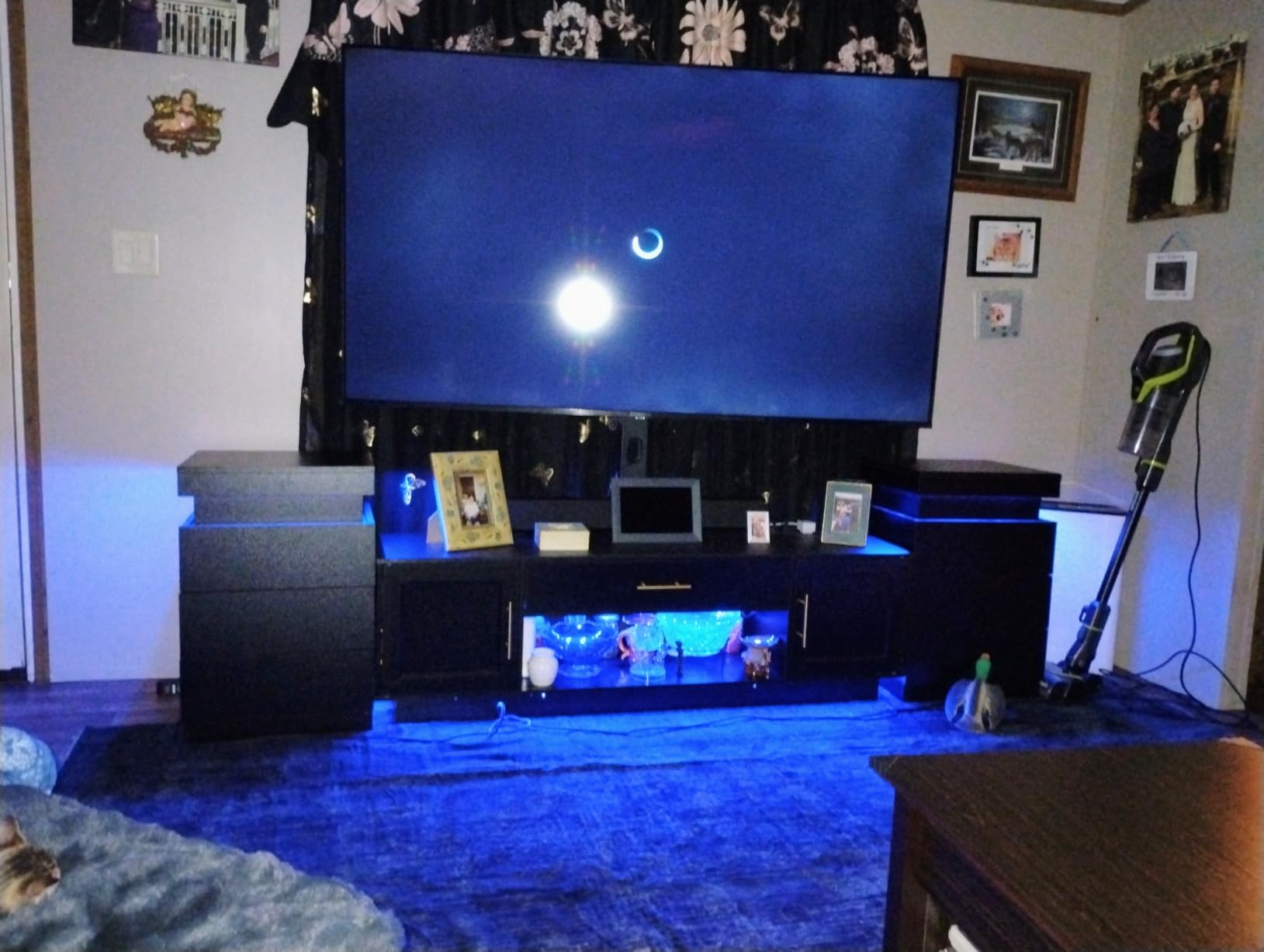 ADORNEVE Black Nightstand with Charging Station and LED Lights | Modern Night Stand with Sliding Top, Bedside Table with Drawers, Bed Side Tables Bedroom customer photo 1