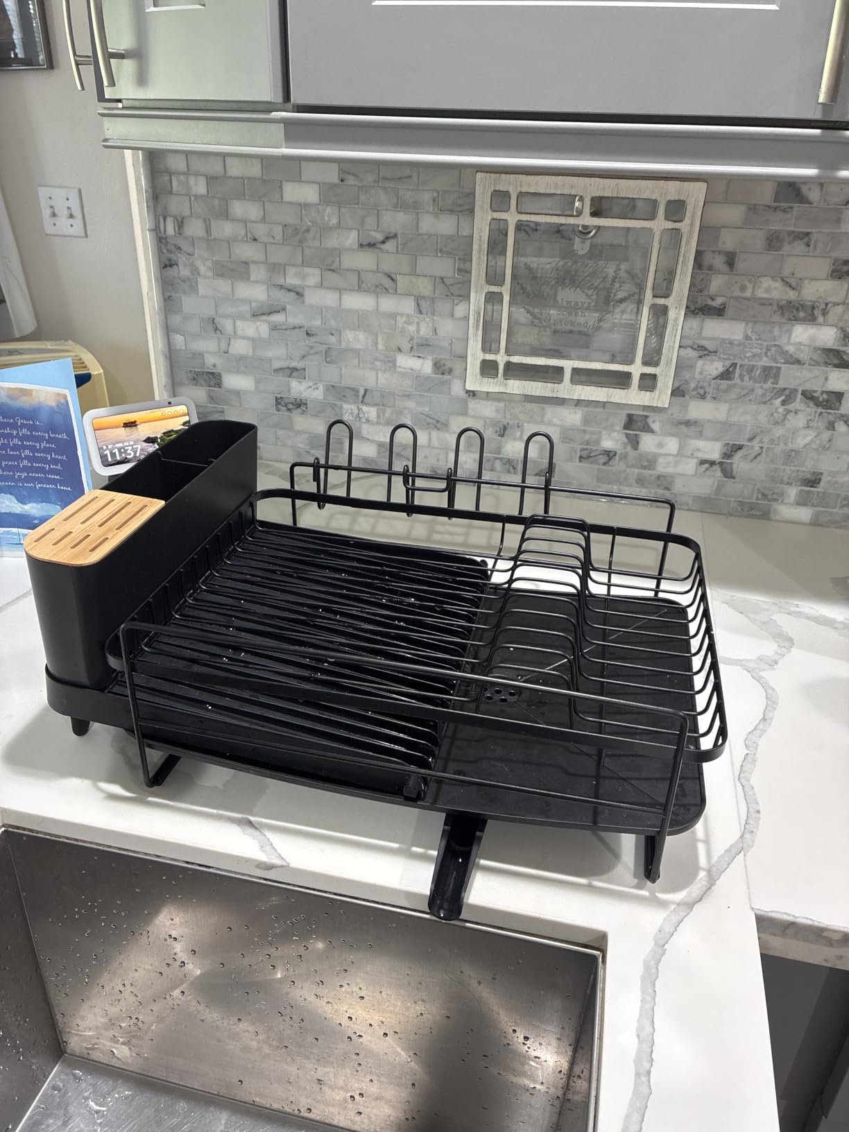 Kitsure Large Dish Drying Rack - Extendable Dish Rack, Multifunctional Dish Rack for Kitchen Counter, Anti-Rust Dish Drainers with Cutlery & Cup Holders 19.2