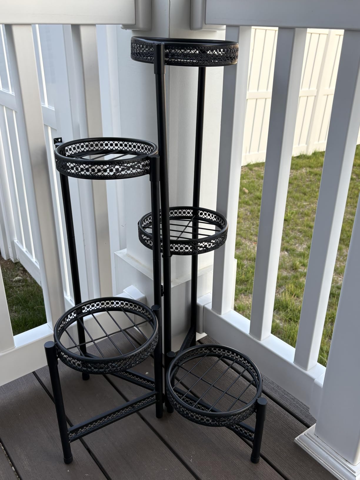 iDavosic.ly Plant Stand Indoor Outdoor, 5 Tier Corner Metal Flower Display Holder Shelf, Folding Tall Orchid Rack for Patio Balcony Porch Garden Living Room House, Black customer photo 1