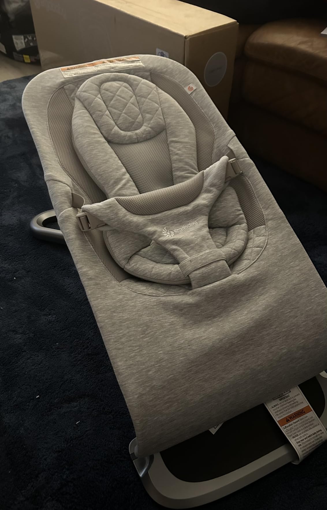 Ergobaby Evolve 3-in-1 Bouncer Seat for Babies and Toddlers 5.5-25lbs - Multi Position Baby Rocker Seat with Adjustable Heights, Secure Harness, Newborn Insert - Light Grey customer photo 1