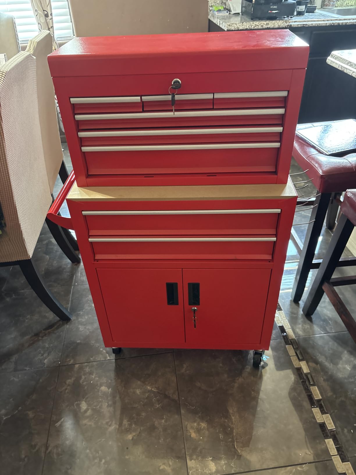 Rolling Tool Chest with Wheels and 8 Drawers, Detachable Large Tool Cabinet with Lock for Garage, Locking Mechanic Tool Cart with Black Liner for Warehouse, Workshop, High Capacity customer photo 1
