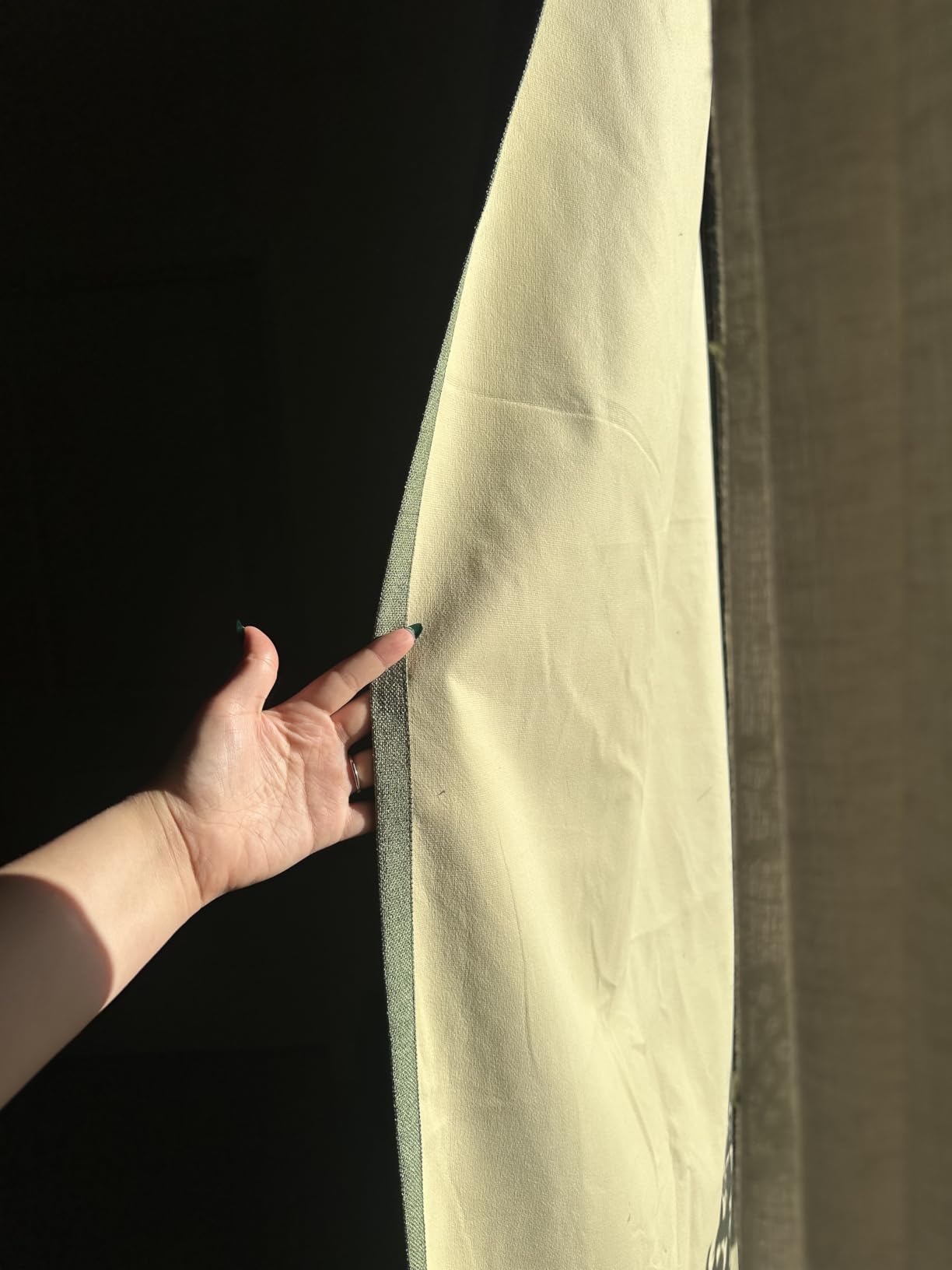 MIULEE 100% Blackout Linen Curtains for Bedroom 52x84 Inches Cream | Room Darkening, Light Blocking, Thermal Insulated, Grommet Top, Linen Textured, Window Curtains for Living Room, 2 Panels customer photo 2