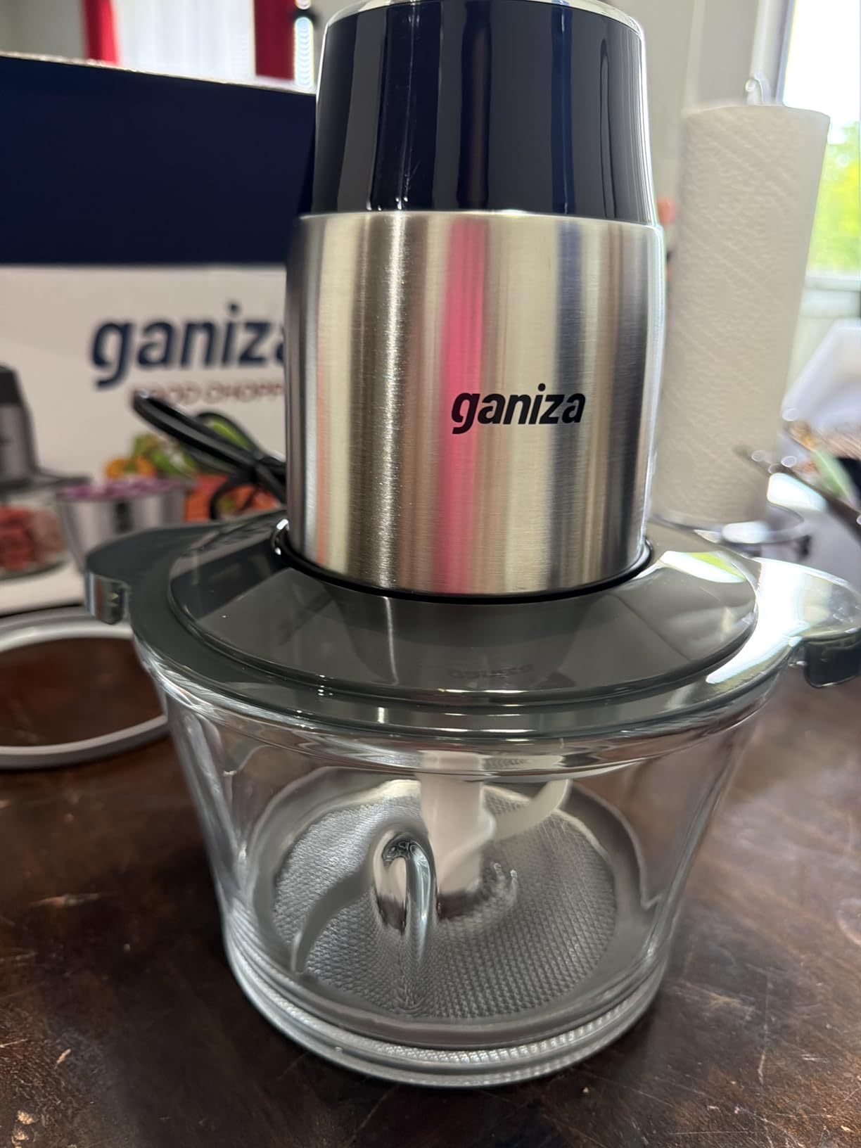 Ganiza Food Processors with 2 Bowls, 450W Meat Grinder Vegetable Chopper | 2-Speed Electric Food Chopper with 8 Cup Glass & 8 Cup Stainless Steel Bowls -Includes 2 Sets of Blades for Fruits/Meat/Nuts customer photo 2