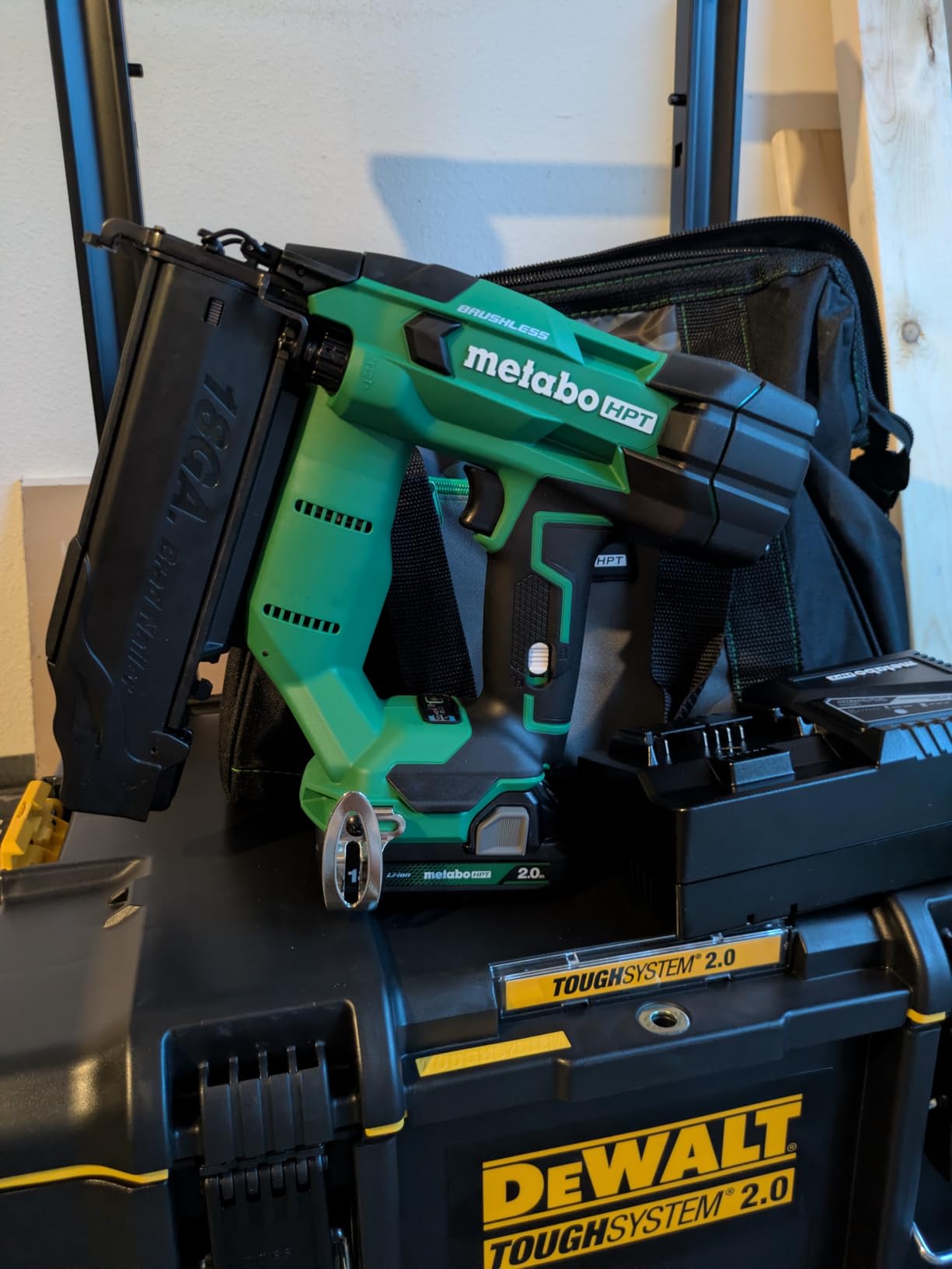 Metabo HPT 18V MultiVolt Brushless Compact Cordless Brad Nailer Kit, 18 Gauge Nailer with Power Tool 2.0Ah Lithium Ion Battery, Drives 5/8
