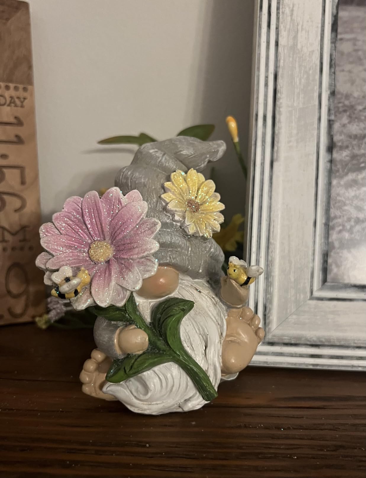 Hodao Set of 3 Spring Gnome Decorations Flower Gnomes Ornaments Decor Summer Outdoor Figurines Spring Elves for Porch, Garden Yard customer photo 2