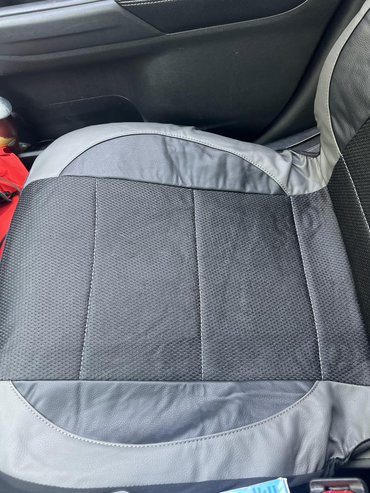 CAR PASS Leather seat Covers,Automotive Universal Sport car seat Cover Super 5mm Composite Sponge Inside,Airbag Compatible fits Most Cars, SUVs, Trucks, and Vans (Full Set,Black and Beige) customer photo 2