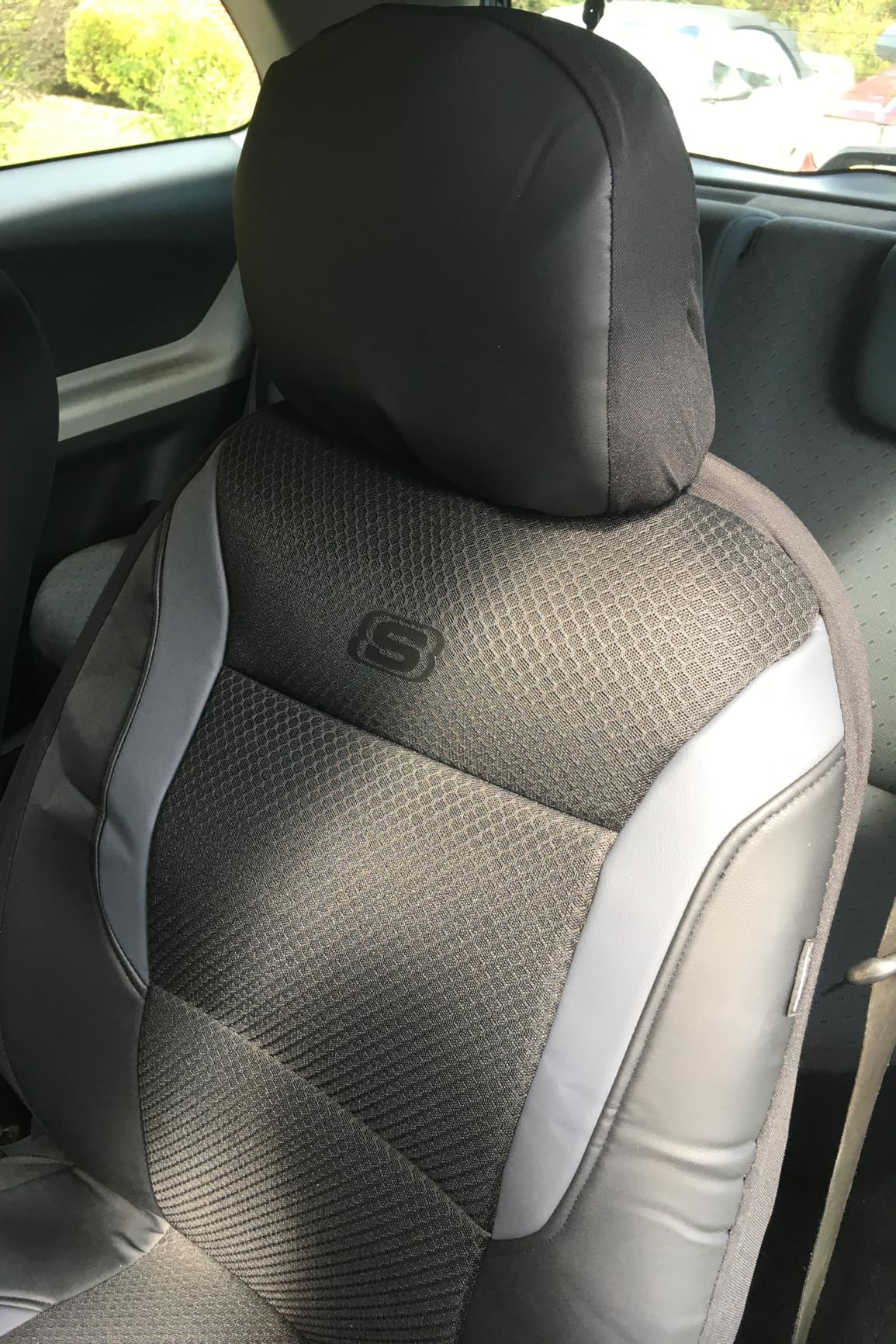 Skechers Memory Foam Seat Covers, Air Cool Mesh Thick Car Seat Covers, Front Seats Airbag Compatible, Universal Automotive Comfort for Most Cars, Vans, Trucks, SUV, Black customer photo 2