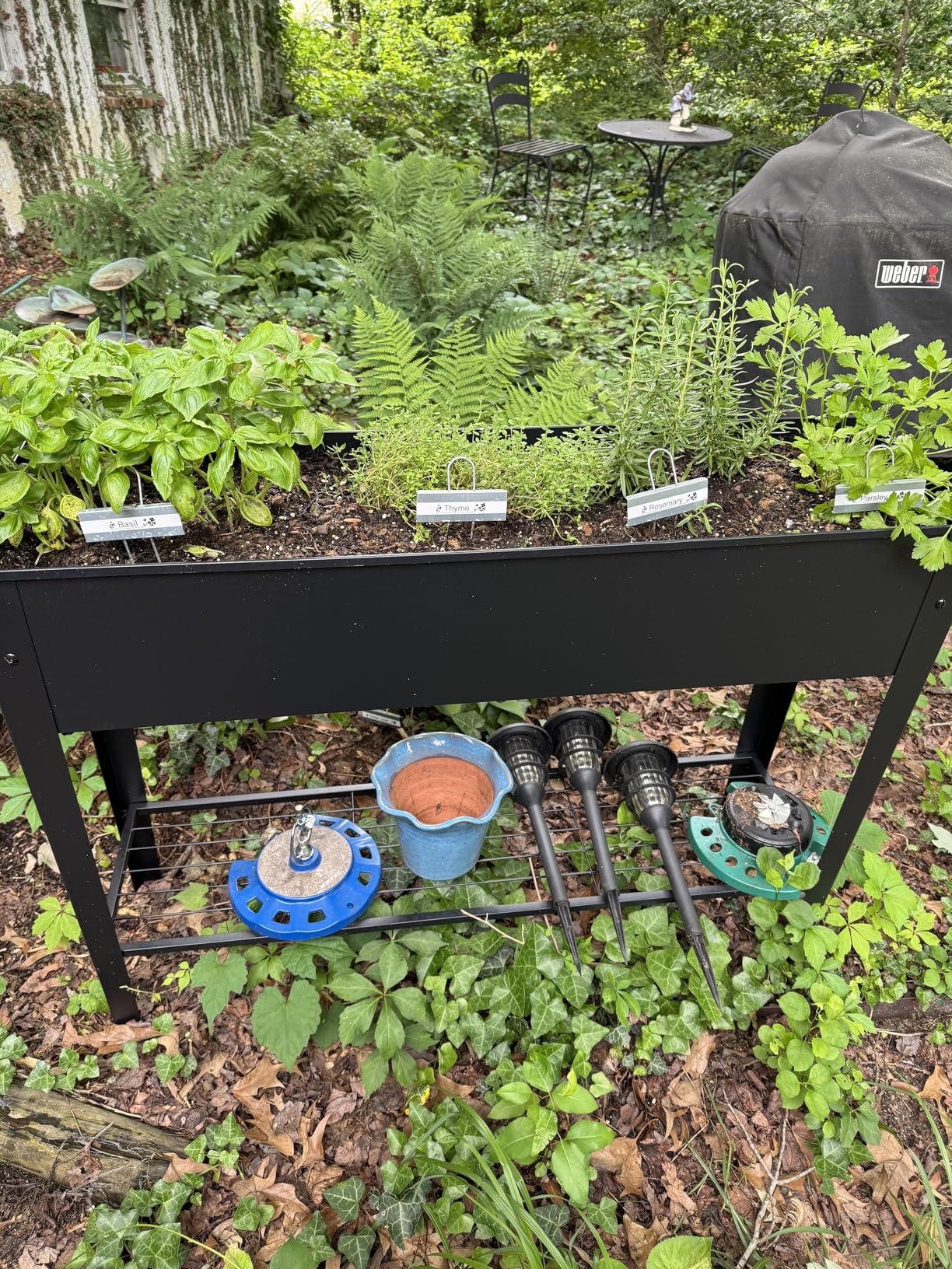 Raised Garden Bed, Elevated Planter Black Metal Plant Box with Legs Standing Garden Stand Drainage Holes Black customer photo 2