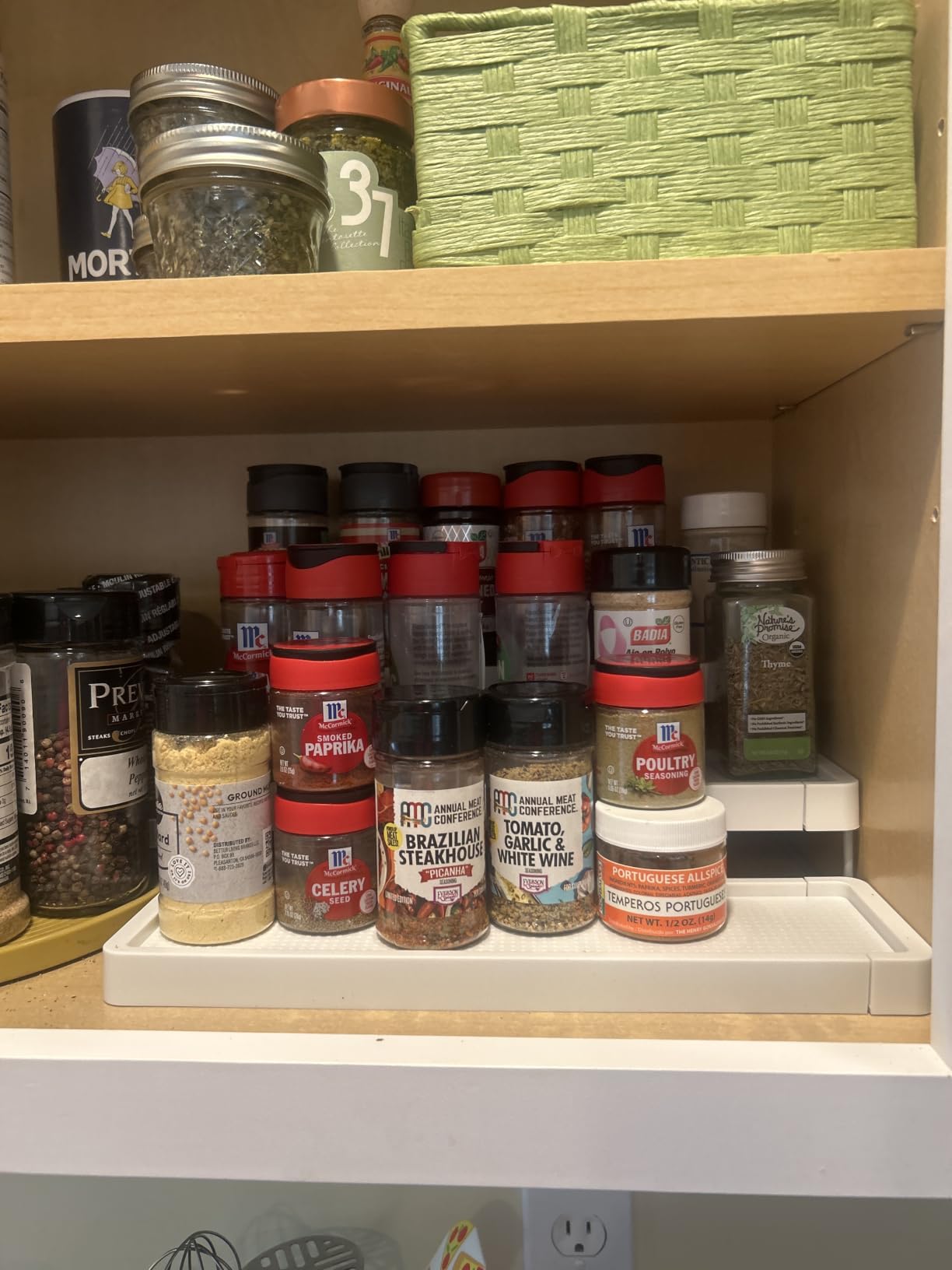 Expandable Spice Rack Organizer for Cabinet - 3 Tier Adjustable Cabinet Spice Organizer Easy Visibility - Spice Organizer for Cabinet Countertop Cupboard Pantry Organization (White) customer photo 1
