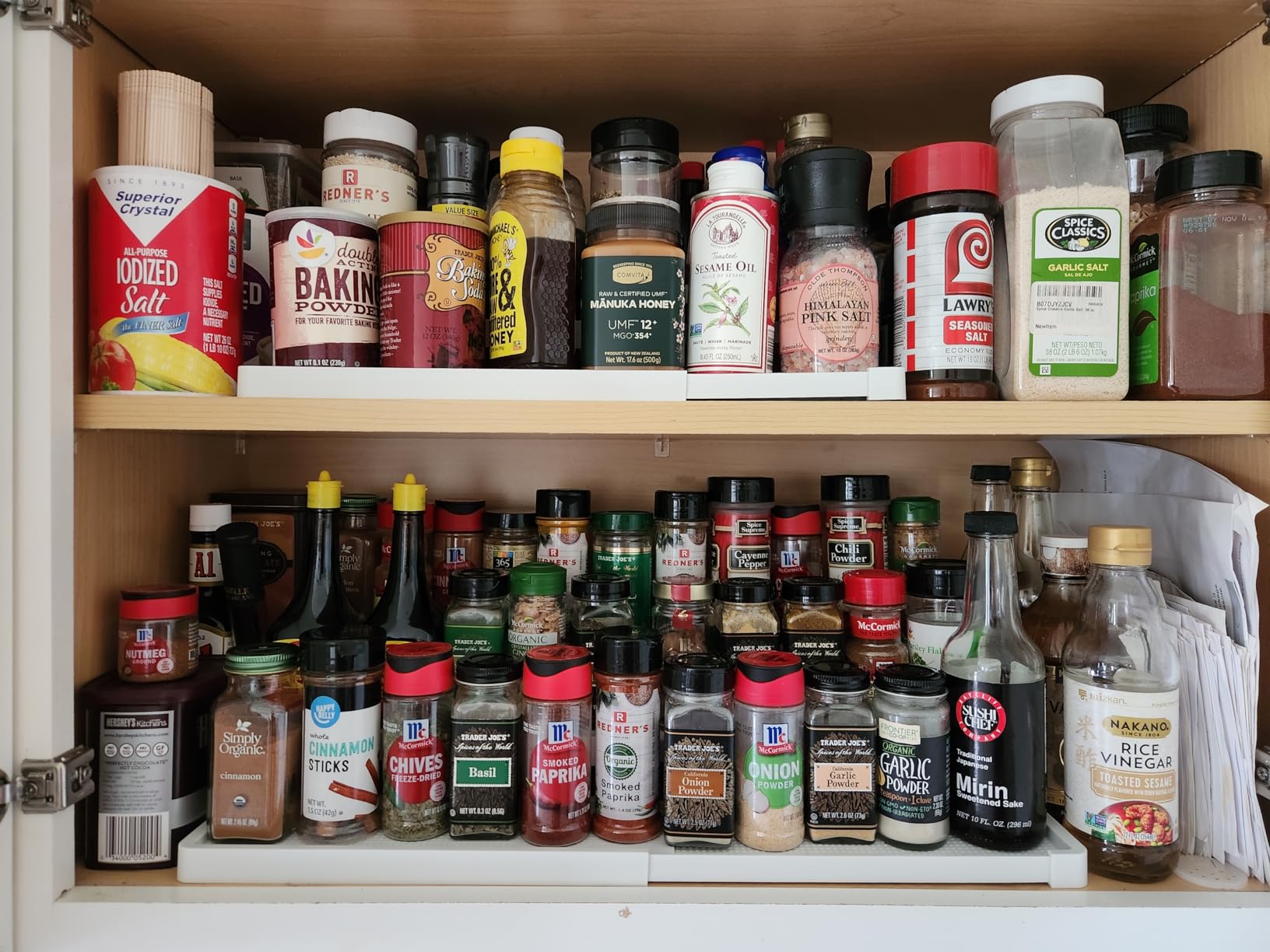 Expandable Spice Rack Organizer for Cabinet - 3 Tier Adjustable Cabinet Spice Organizer Easy Visibility - Spice Organizer for Cabinet Countertop Cupboard Pantry Organization (White) customer photo 2