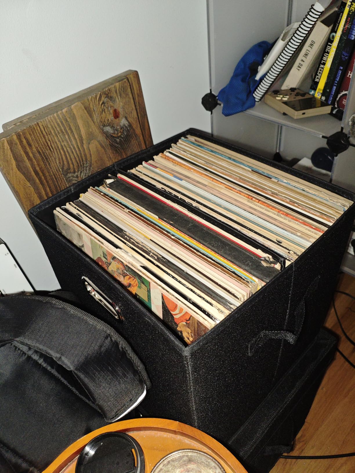 Sturdy Vinyl Record Storage Box - Album Storage Holds up 50+ Single Record, LP Storage Organizer Crate With Lid, Decorative Moving Box For Records, Solutions to Protect Your Precious Collection Black customer photo 1