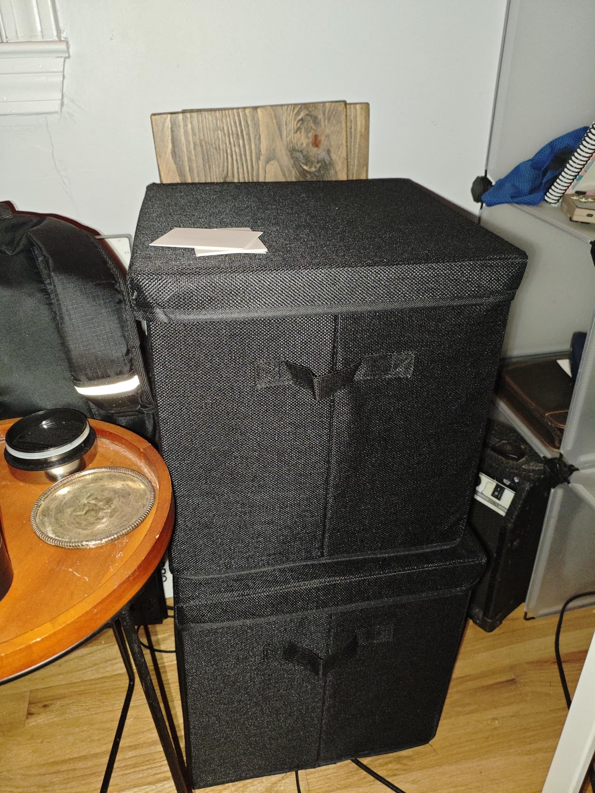 Sturdy Vinyl Record Storage Box - Album Storage Holds up 50+ Single Record, LP Storage Organizer Crate With Lid, Decorative Moving Box For Records, Solutions to Protect Your Precious Collection Black customer photo 2