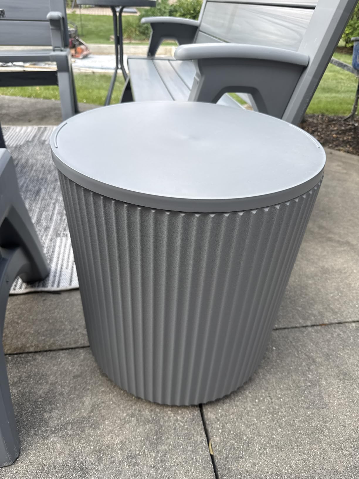Veradek Outdoor Cooler Side Table - 2 in 1, Black, 21 inch customer photo 1
