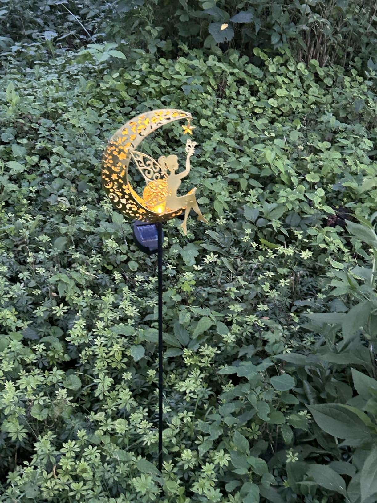 Vuees Solar Garden Statues Outdoor Decor, Fairy Moon Figurine Light Stake, Housewarming Ornament for Patio, Lawn, Yard, Pathway customer photo 2