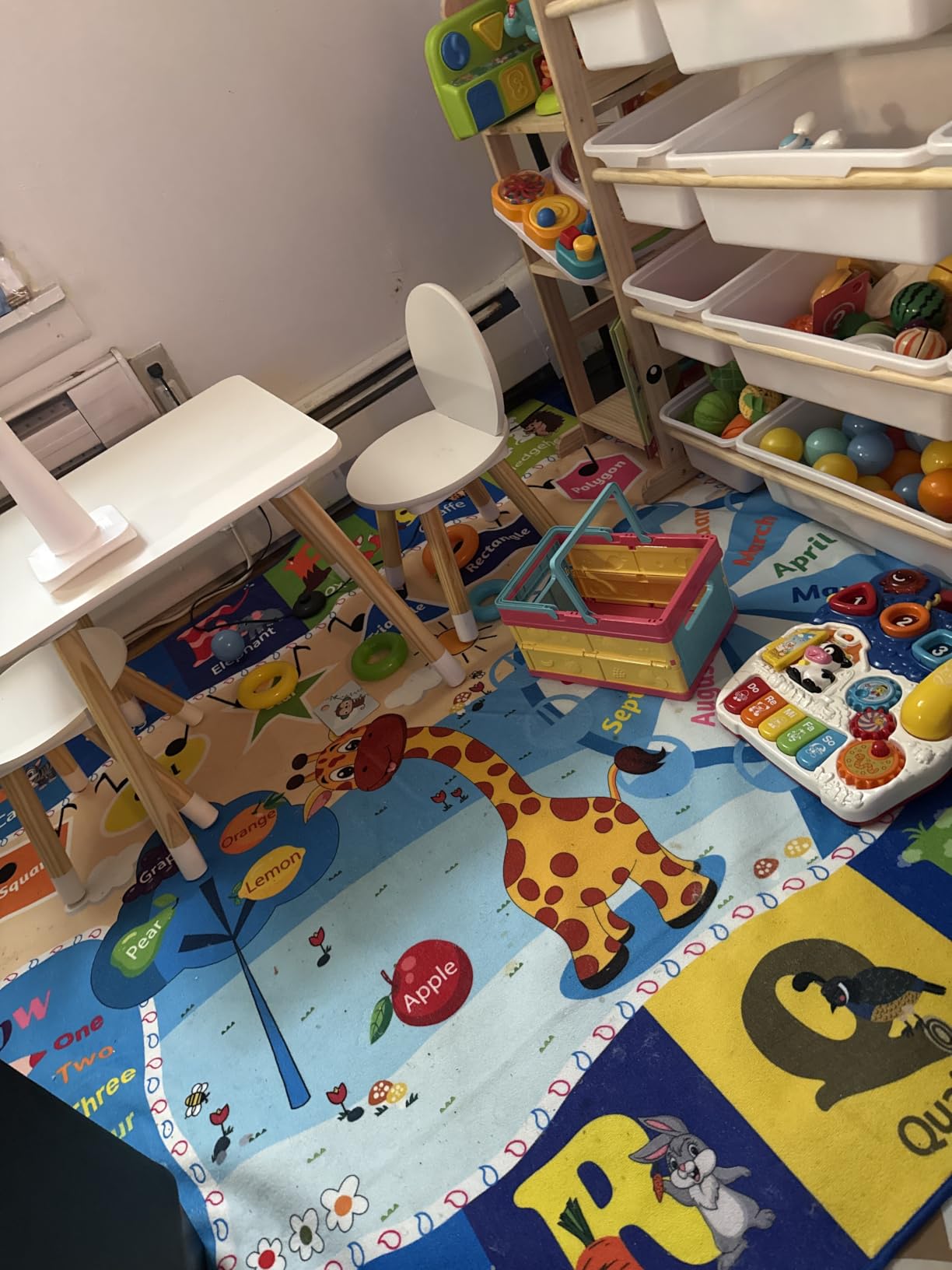 Chicrug 4x6 ABC Kids Rug for Classroom Washable Non Slip Playroom Play Mat | Carpet Rug for Learning Alphabet Animal Shape Color Fruit, Children Nursery Toddler Room Decor customer photo 1