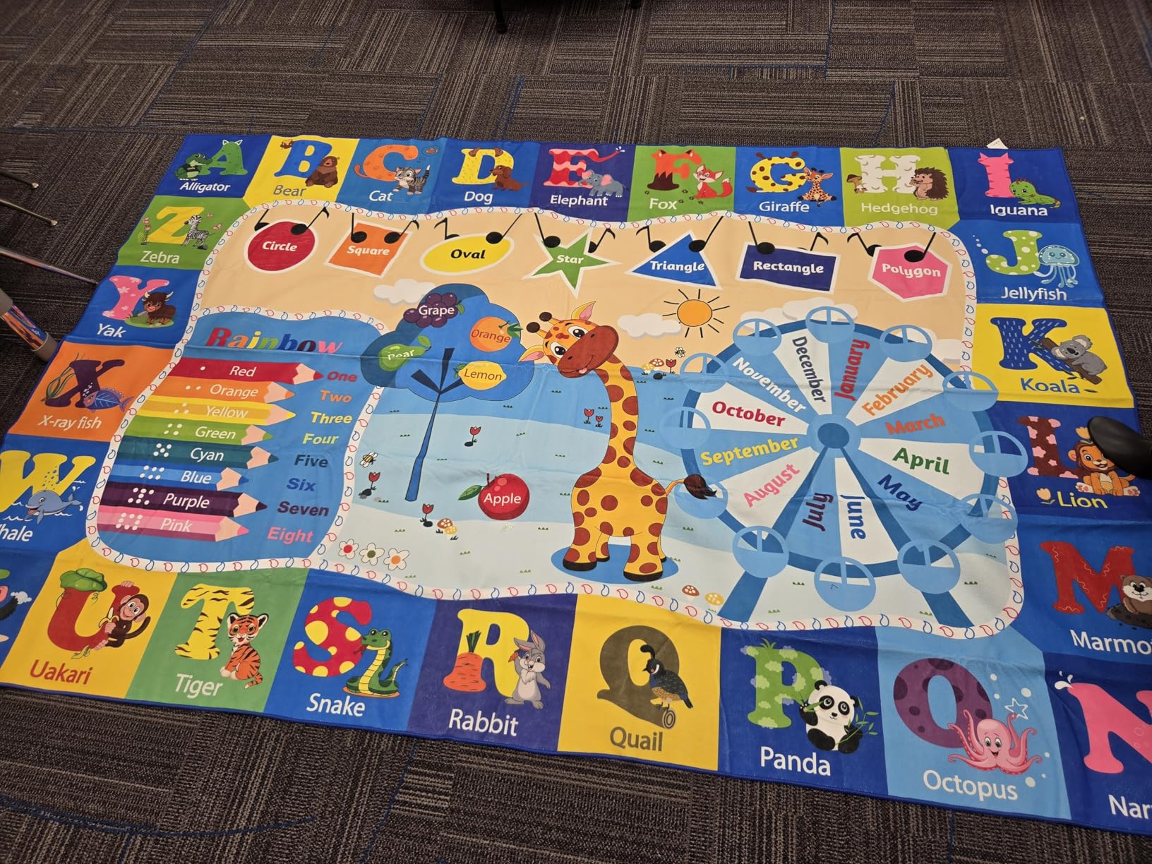 Chicrug 4x6 ABC Kids Rug for Classroom Washable Non Slip Playroom Play Mat | Carpet Rug for Learning Alphabet Animal Shape Color Fruit, Children Nursery Toddler Room Decor customer photo 2