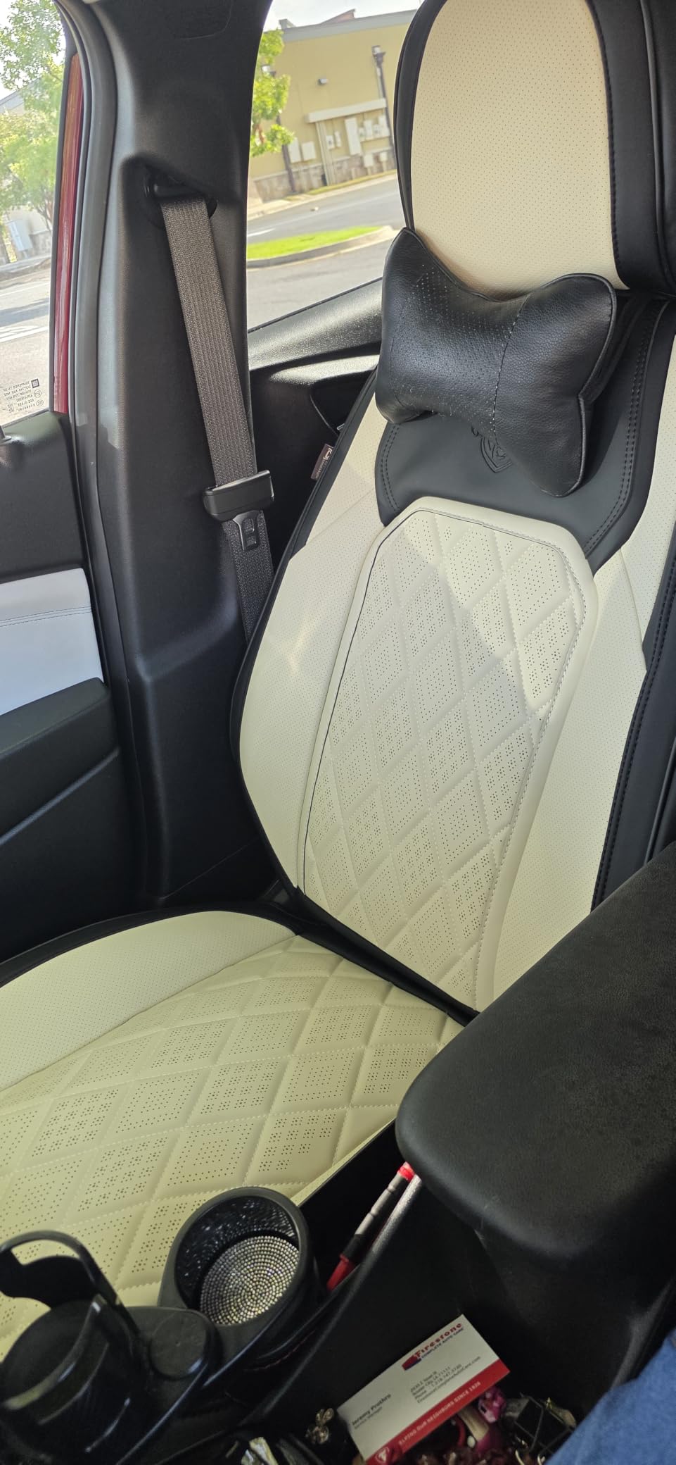 Coverado Leather Seat Covers, Car Seat Covers Full Set, Black Seat Covers for Cars, Car Seat Protector Waterproof, Car Seat Covers Front Seats and Back Universal Fit for Most Cars customer photo 1