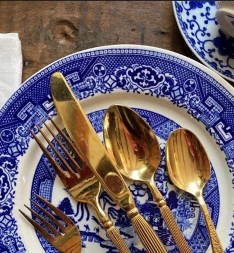 30 Pcs Gold Silverware Set Service for 6, Premium Stainless Steel Flatware Set, Cutlery Utensil Set, Durable Home Kitchen Eating Tableware Set, Include Fork Knife Spoon Set, Dishwasher Safe customer photo 1