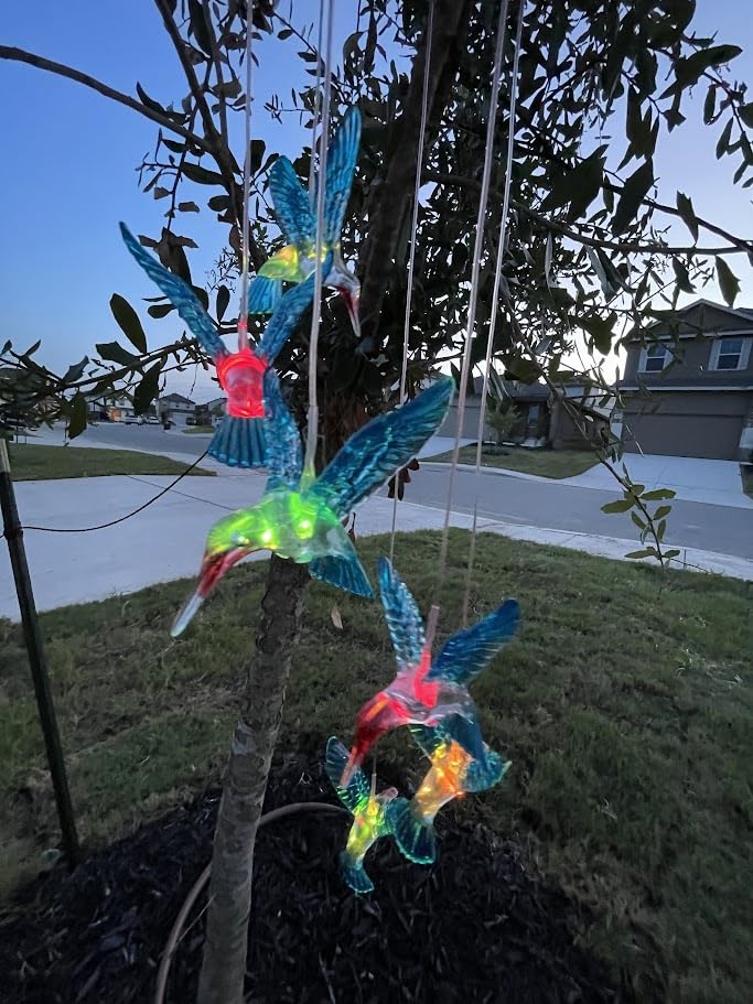 Solar Hummingbird Gift for Mom Grandma Girls, Color Changing Solar Wind Chimes for Outside, Outdoor Decorative Mobile Lights for Garden, Patio, Window, Party Decors, Gift for Women customer photo 1
